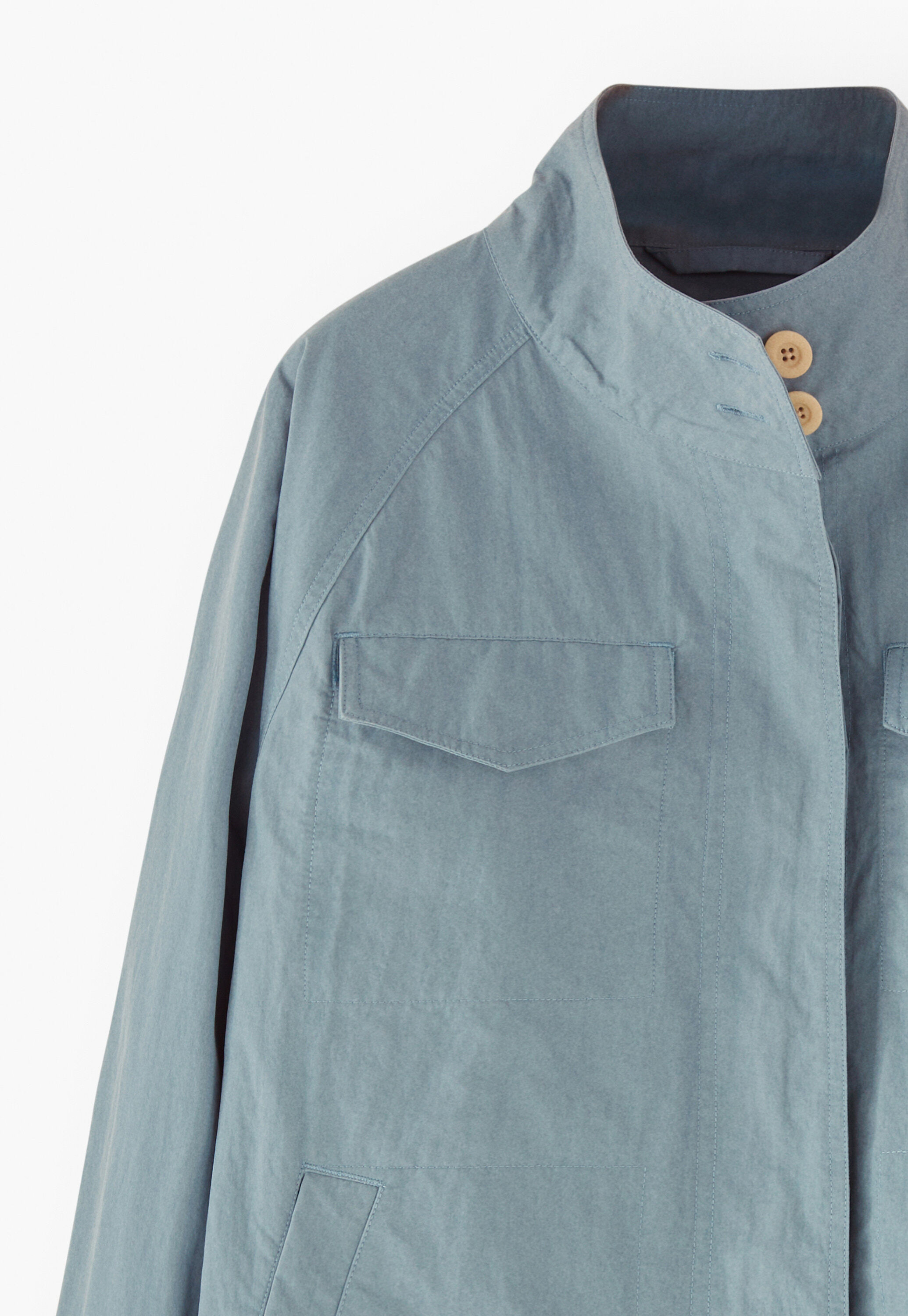 Wide cropped jacket, Stone blue, large