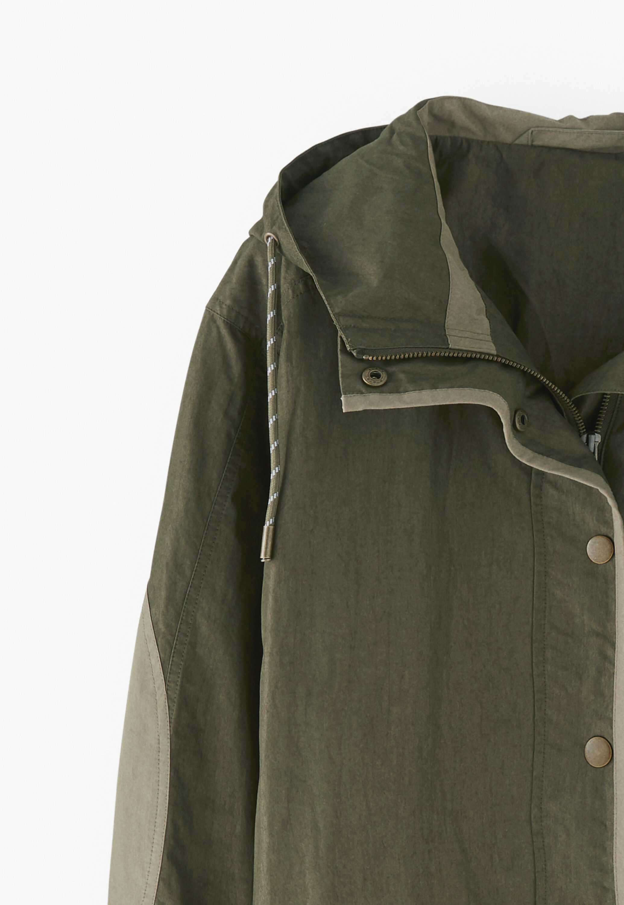 Panelled rain parka, Dark khaki, large