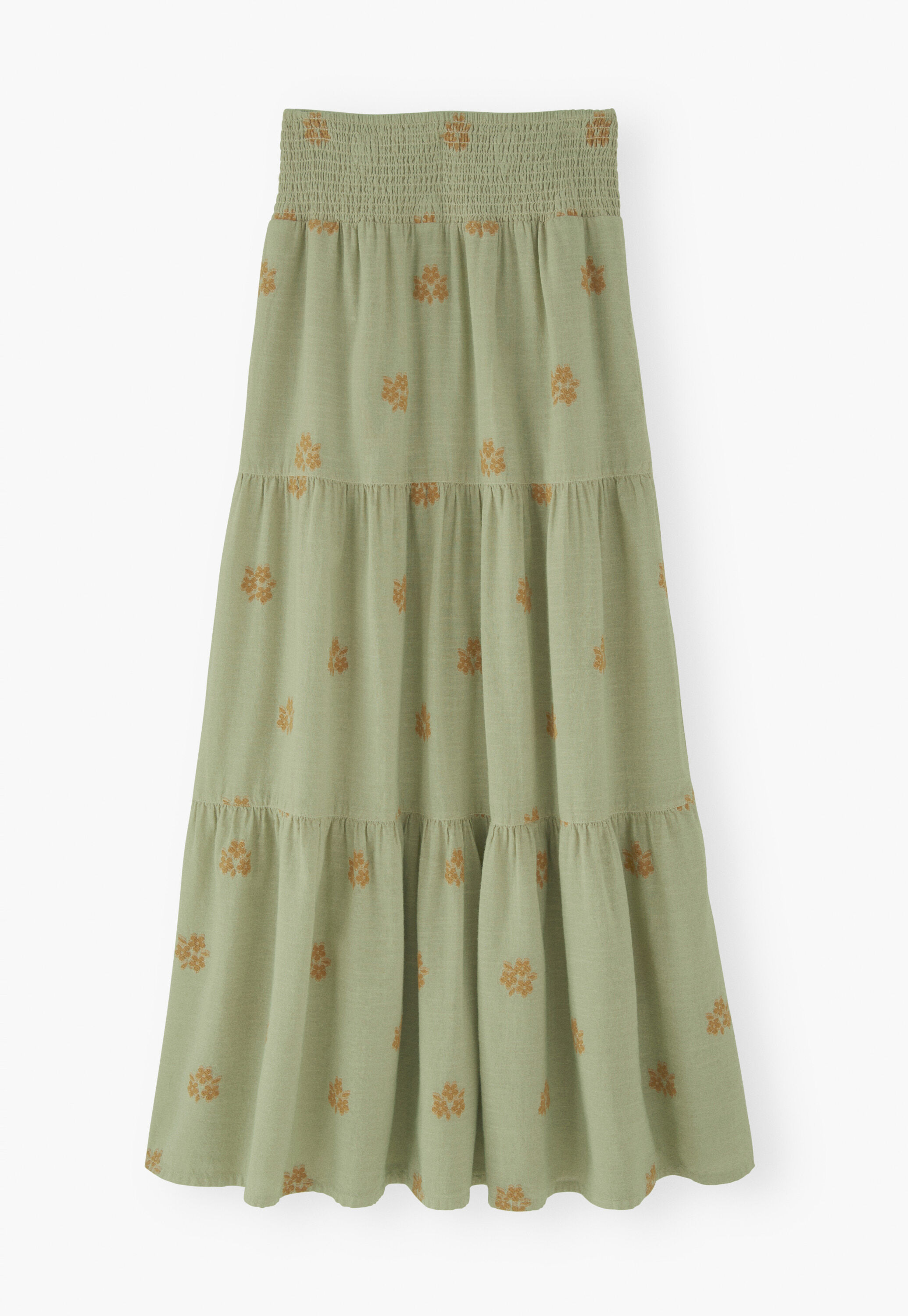 Tiered daisy jacquard skirt