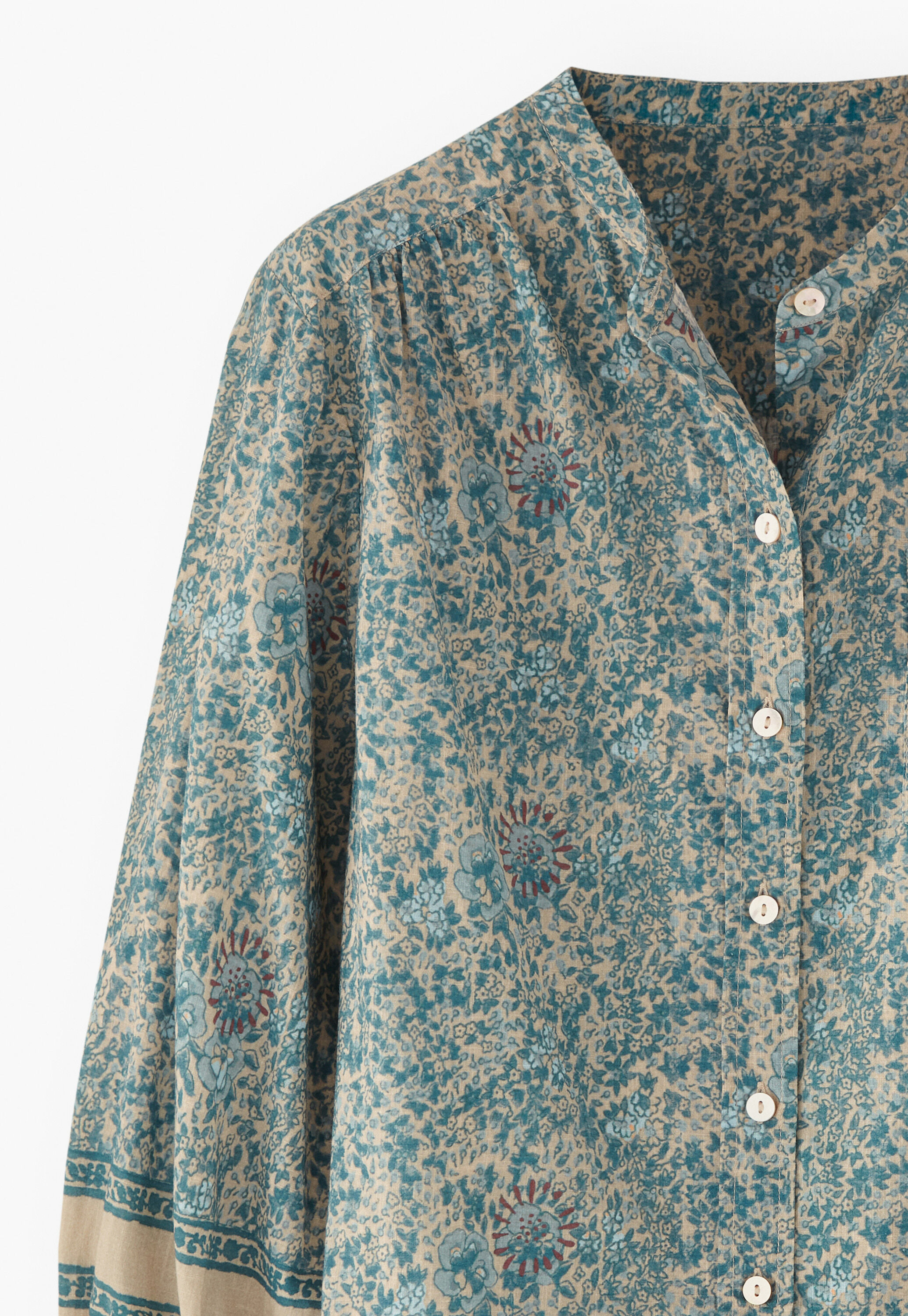 Printed boyfriend blouse, Blue stone, large