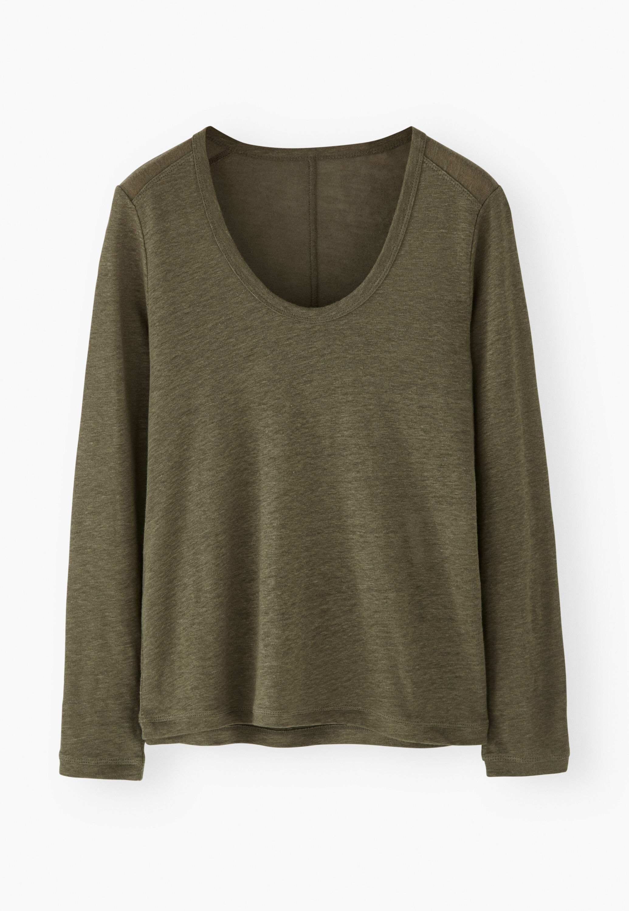 Long-sleeved scoop-neck top