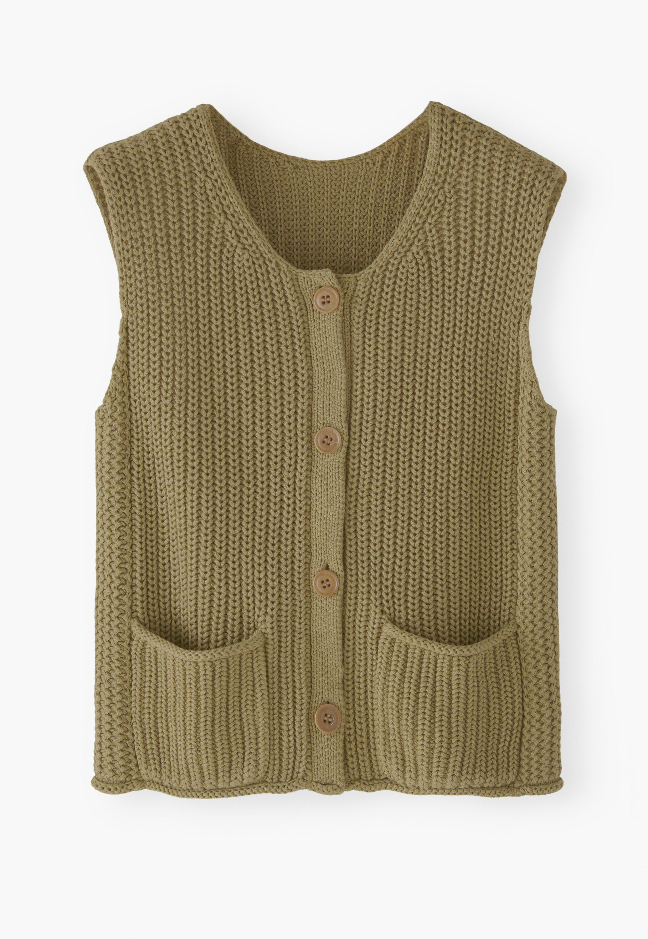 Sleeveless cardigan, Khaki olive, large