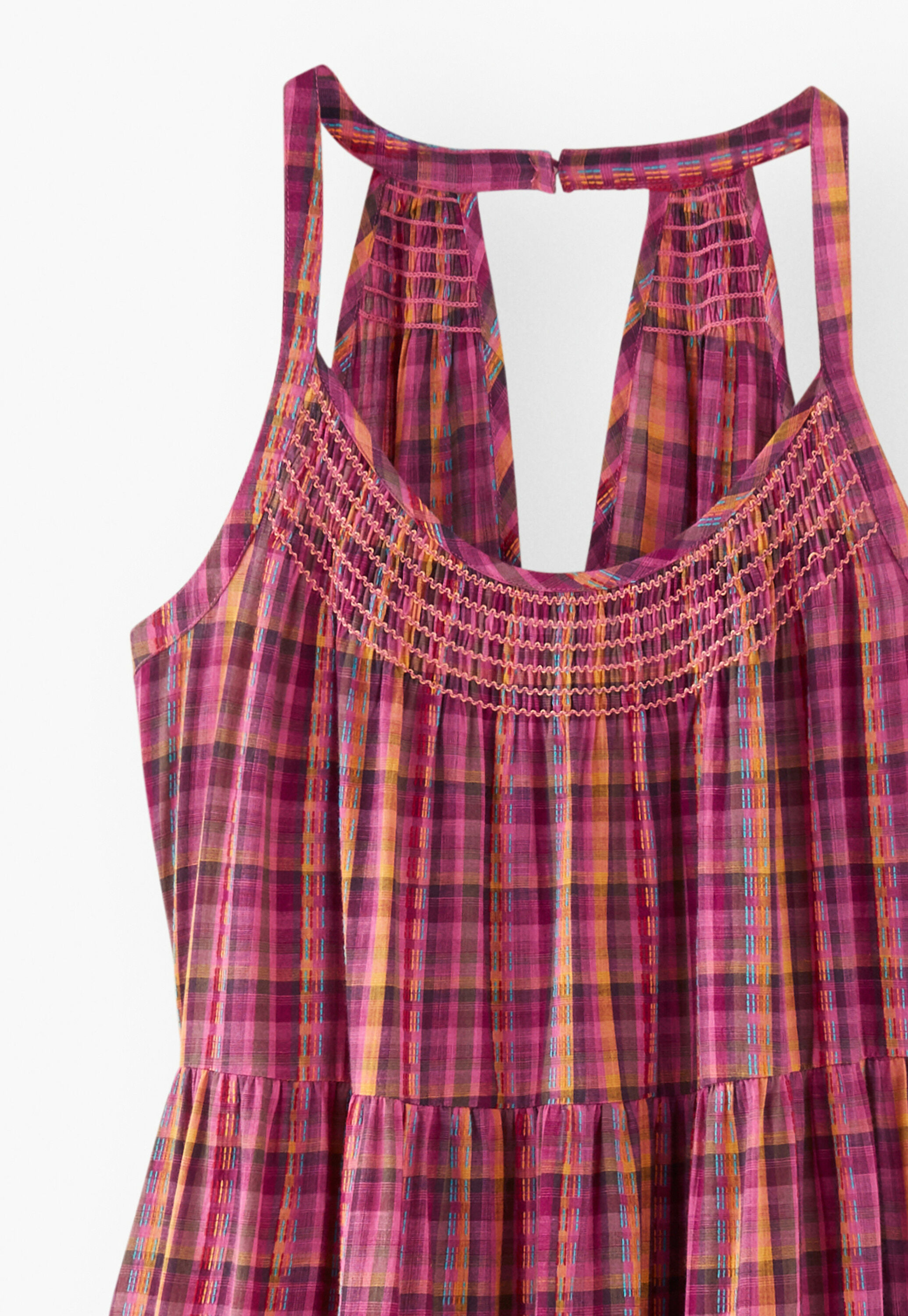 Checked maxi-dress, Magenta orange, large