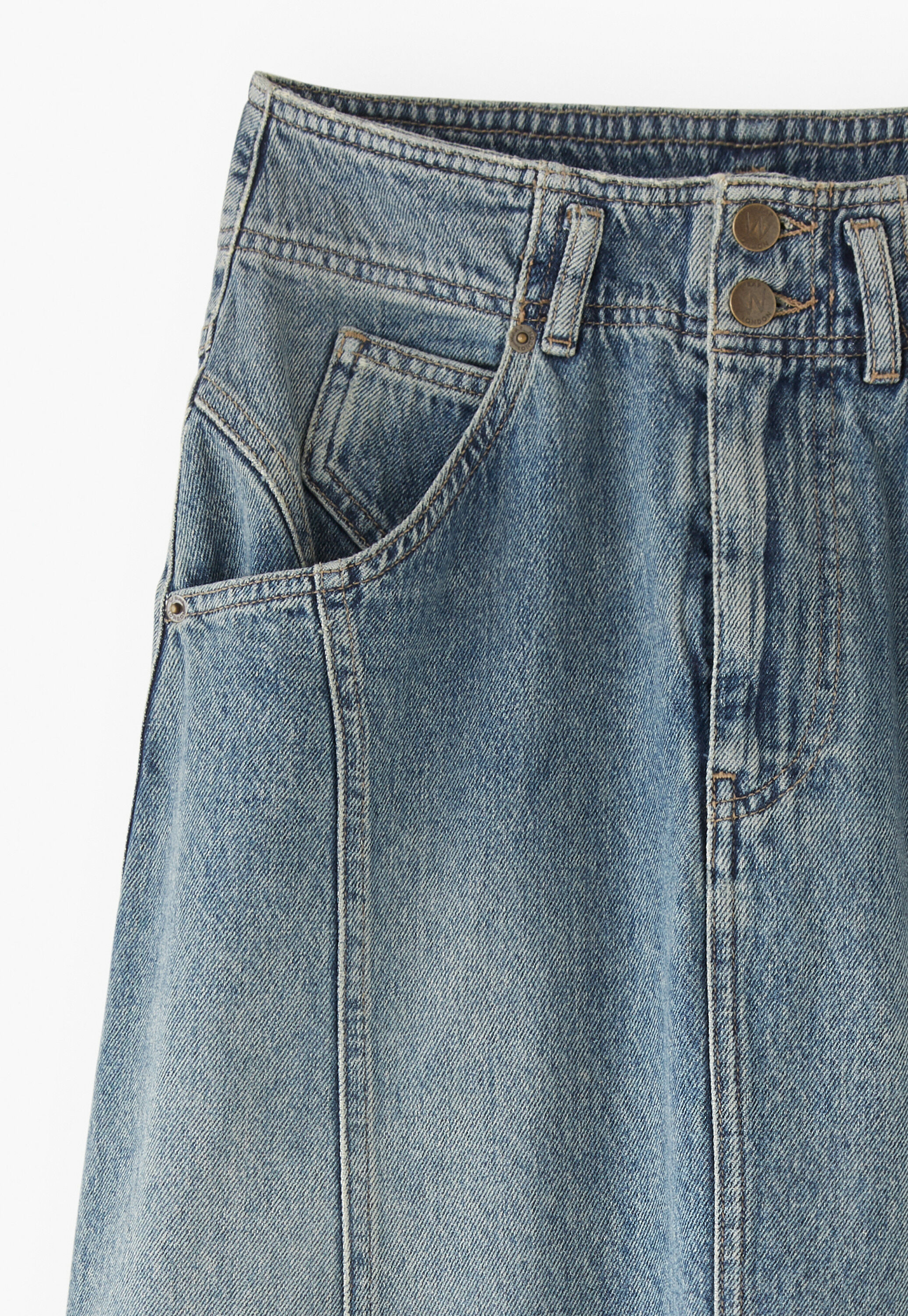 Full denim skirt, Mid wash, large