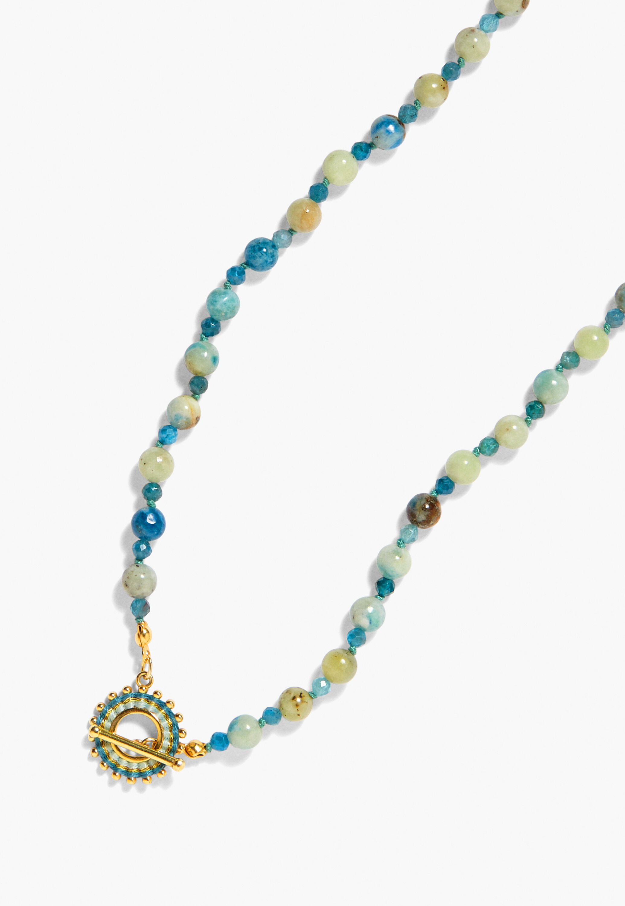 Beaded necklace, Aqua, large