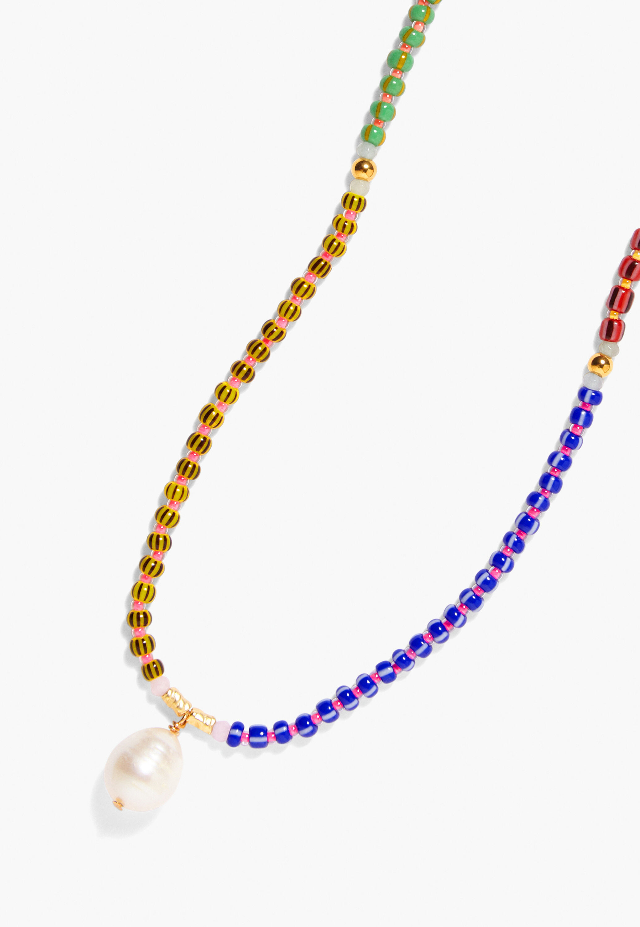 Beaded necklace, Stripe multi, large