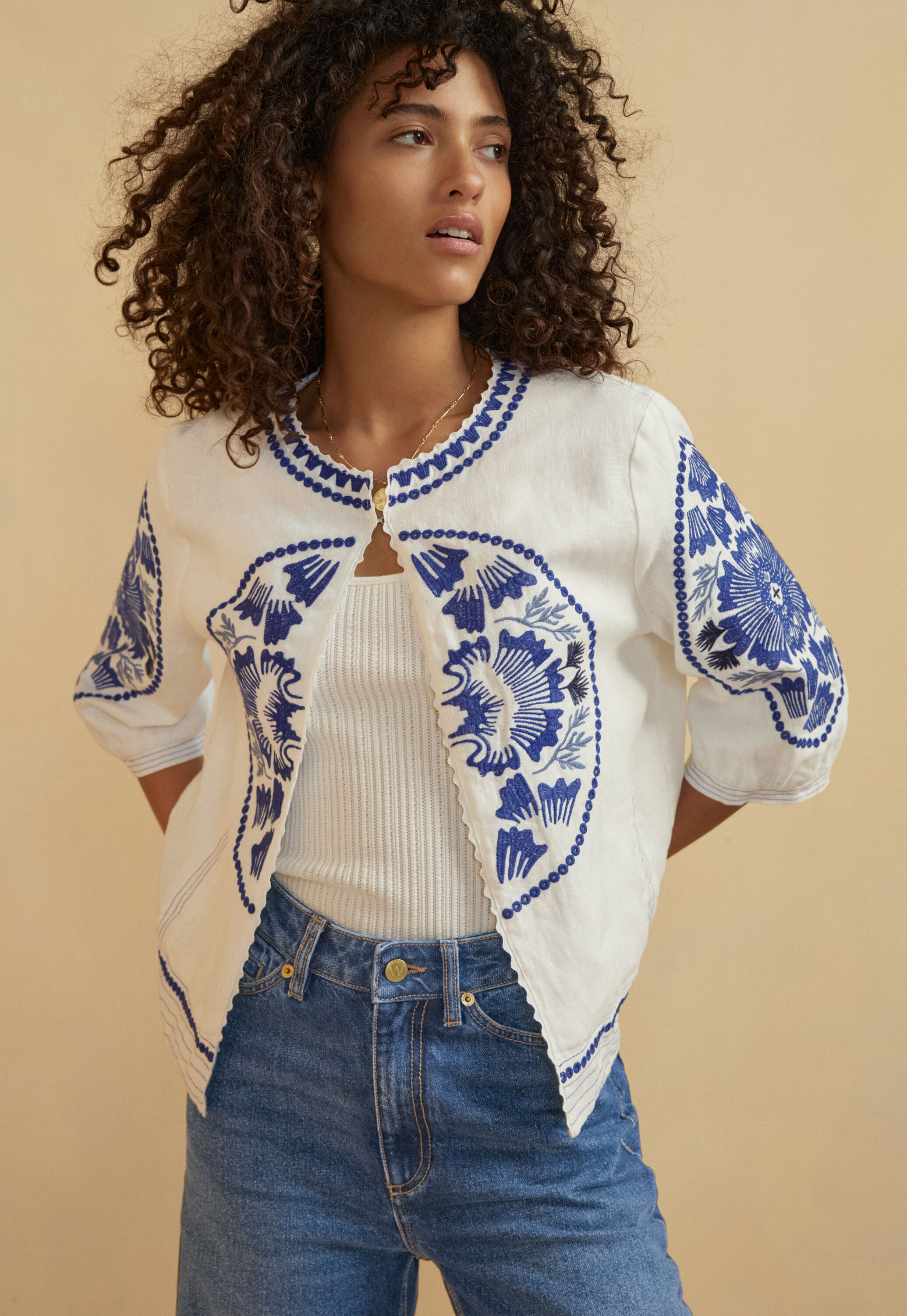 Quilted embroidered jacket