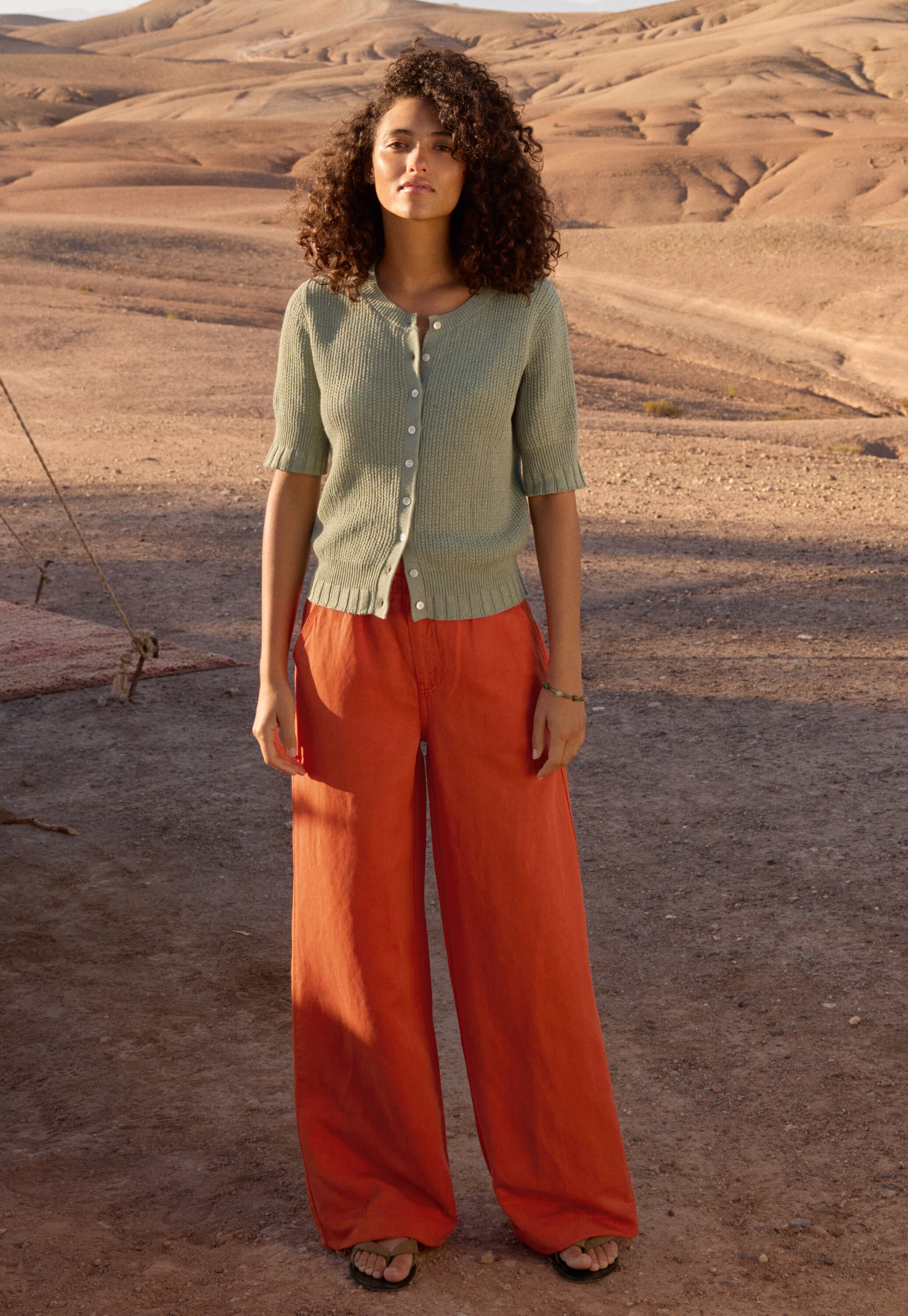 Wide-leg trousers, Vermillion orange, large