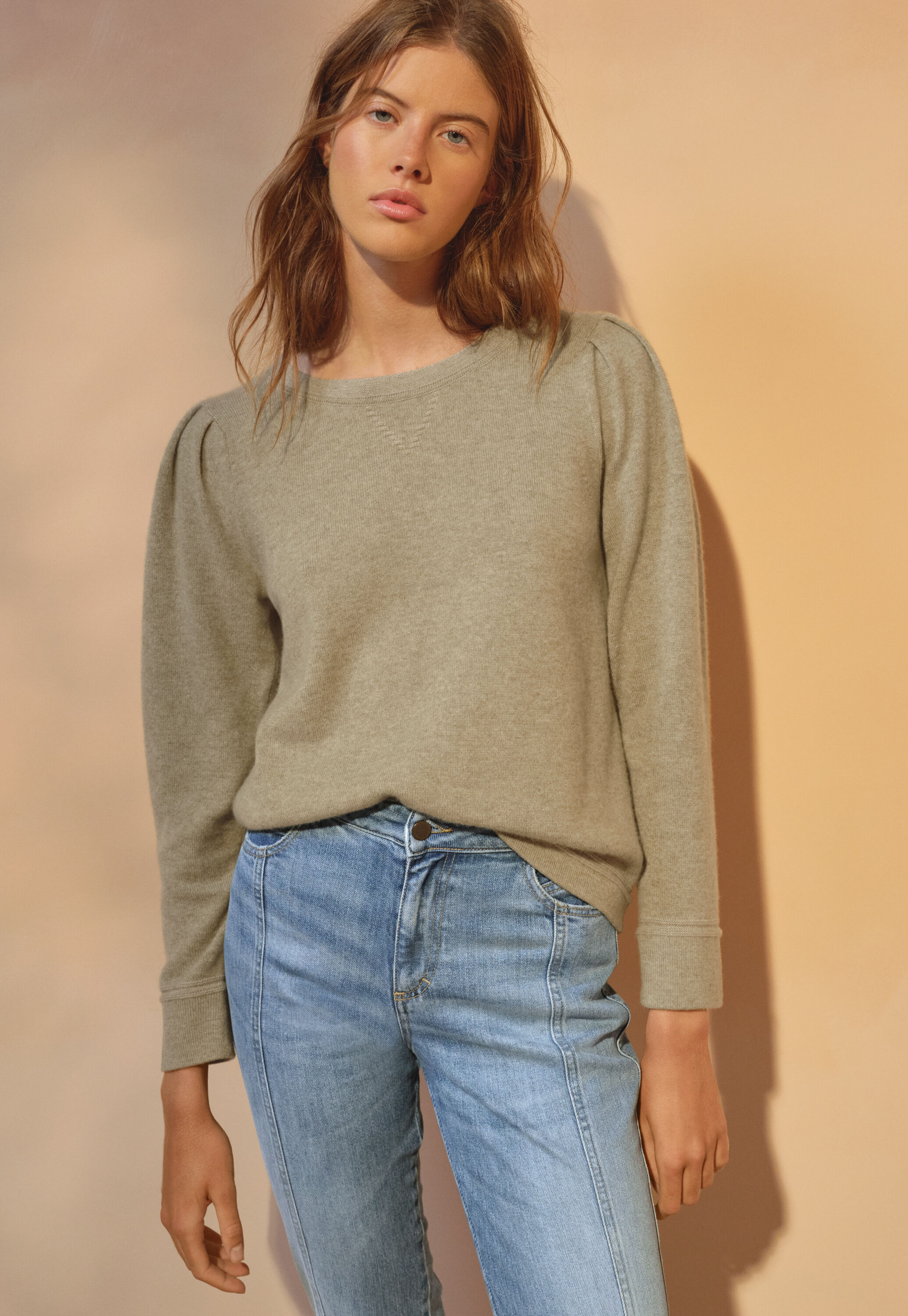 Lace-stitch sweater