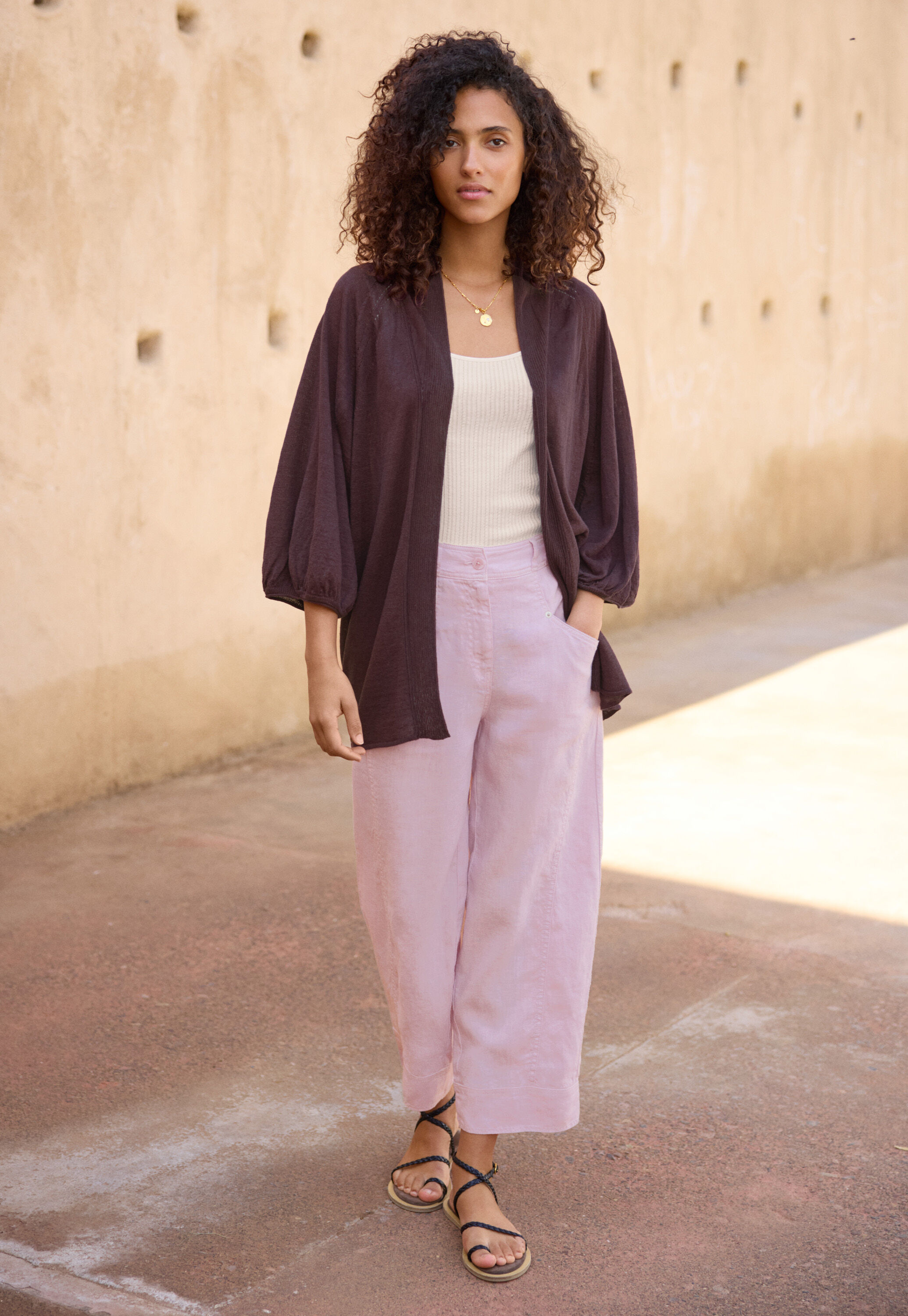 Wide-leg cord trousers