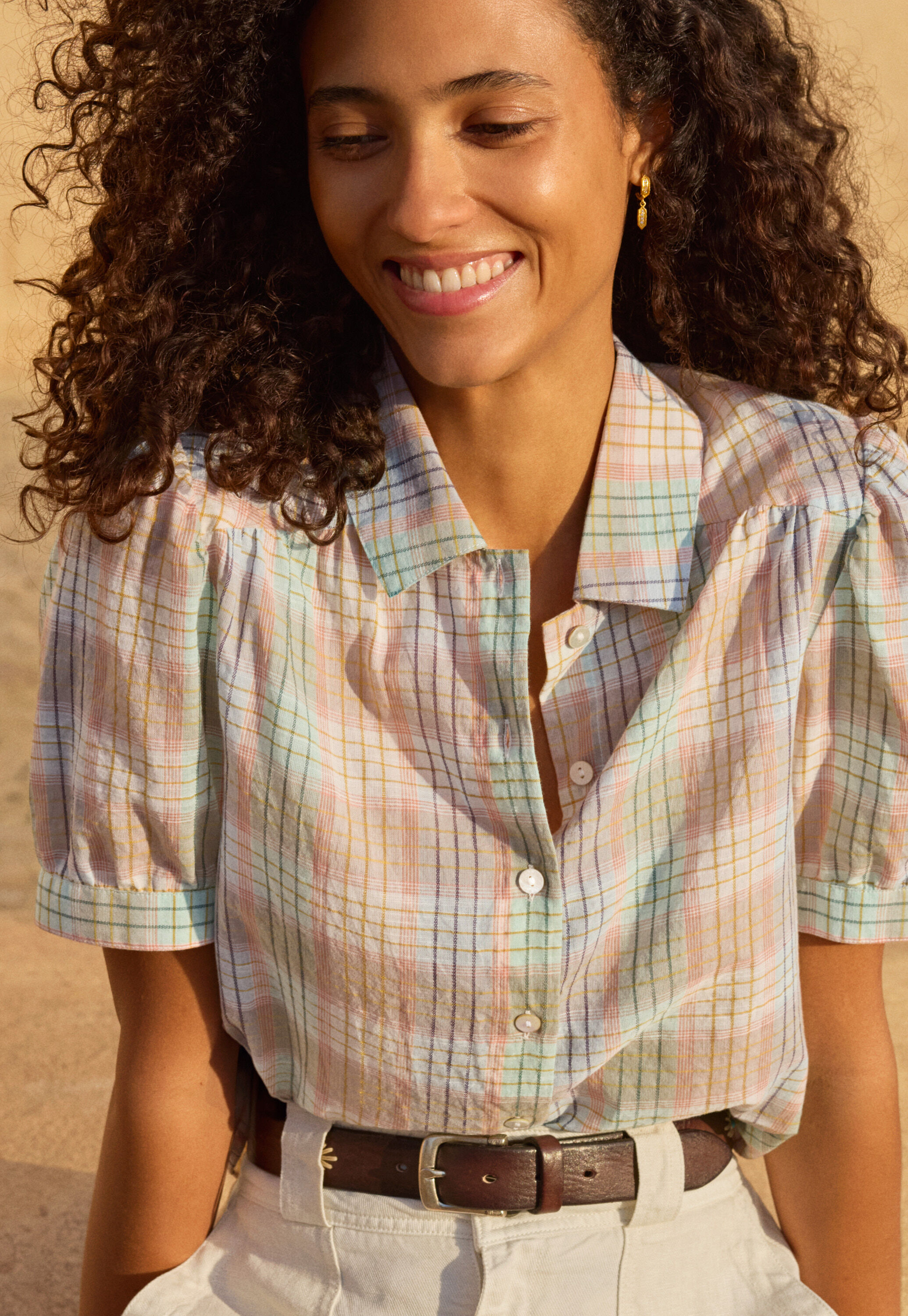 Short-sleeve checked shirt