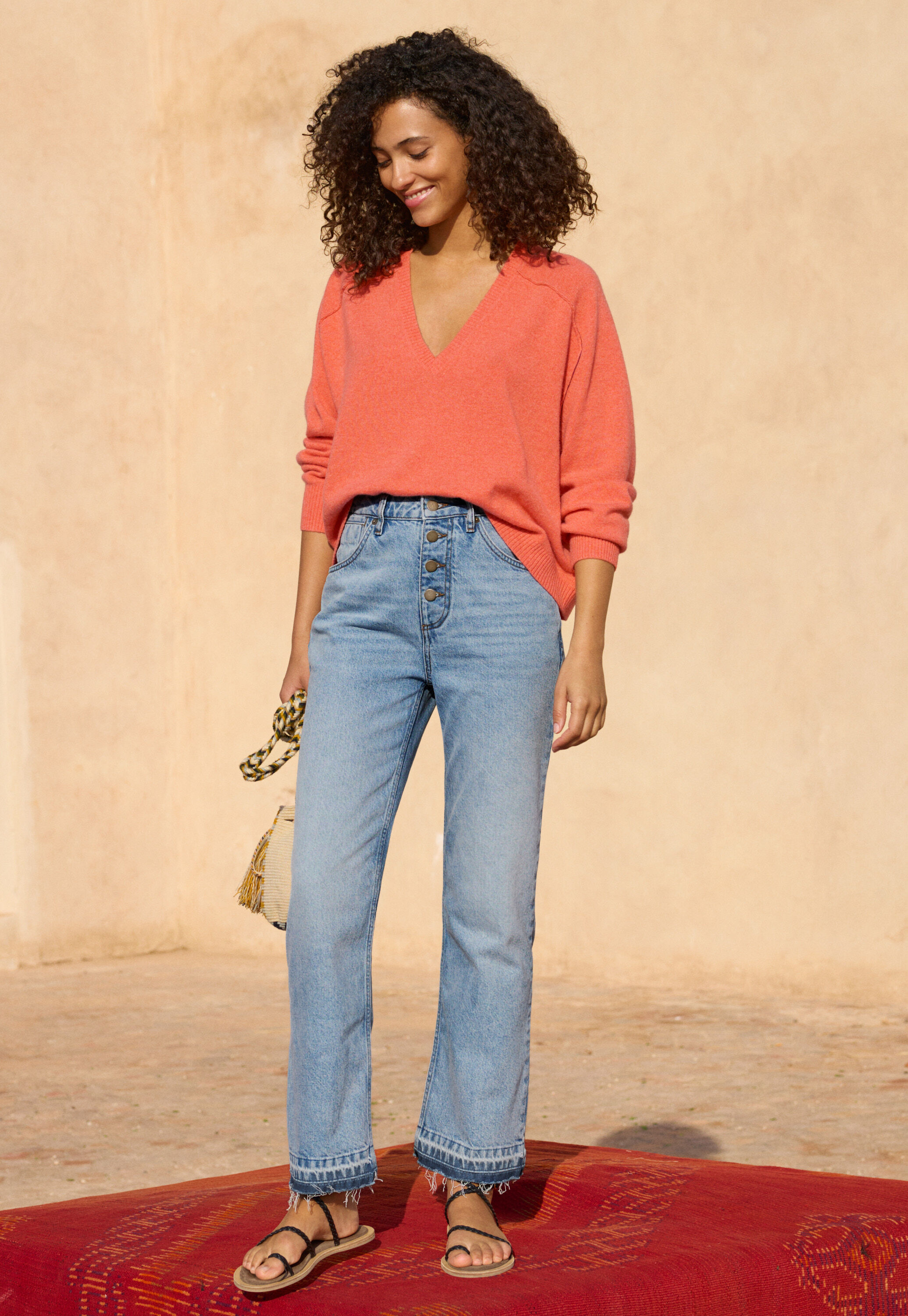Wide-leg cord trousers