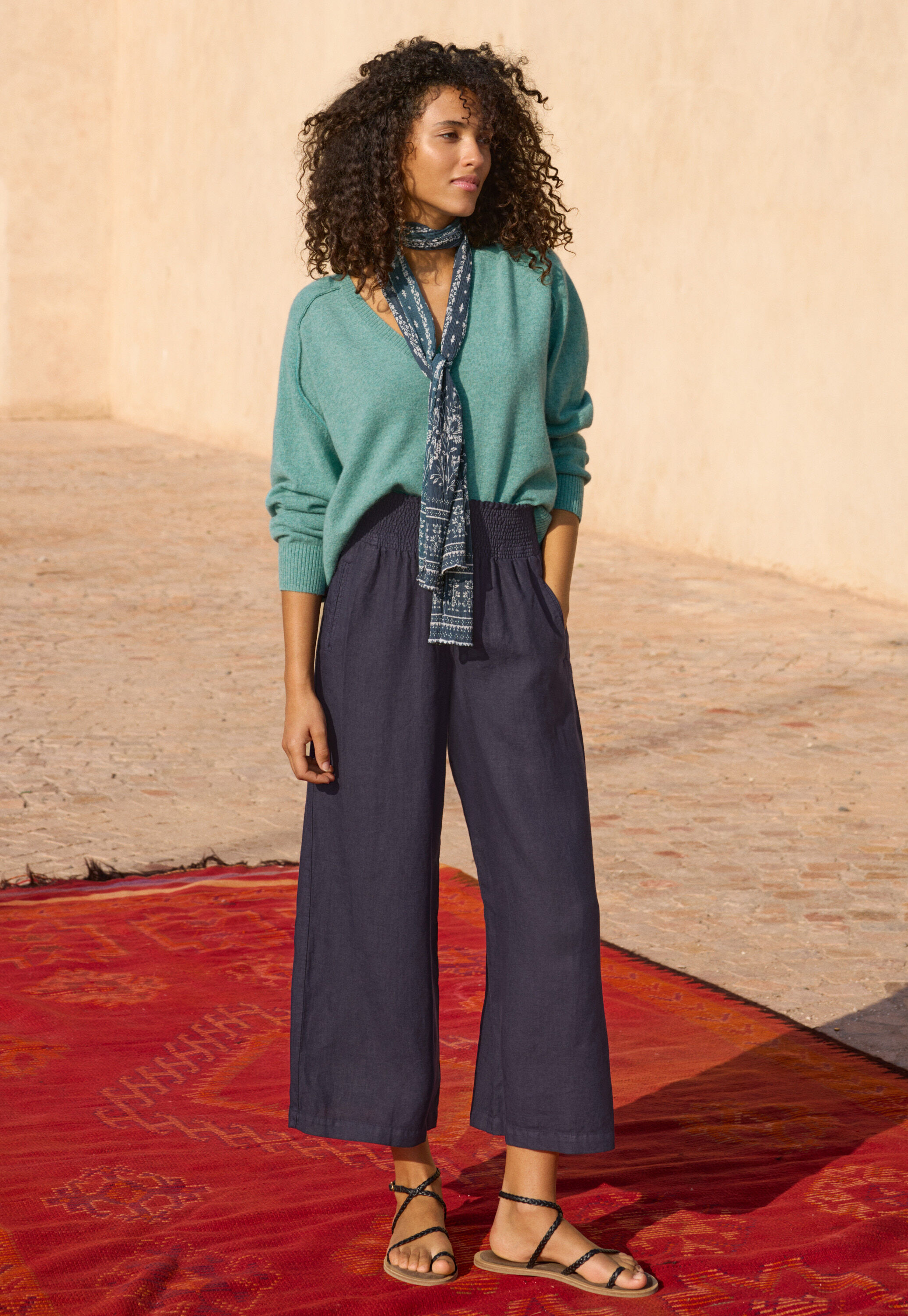 Wide-leg cord trousers