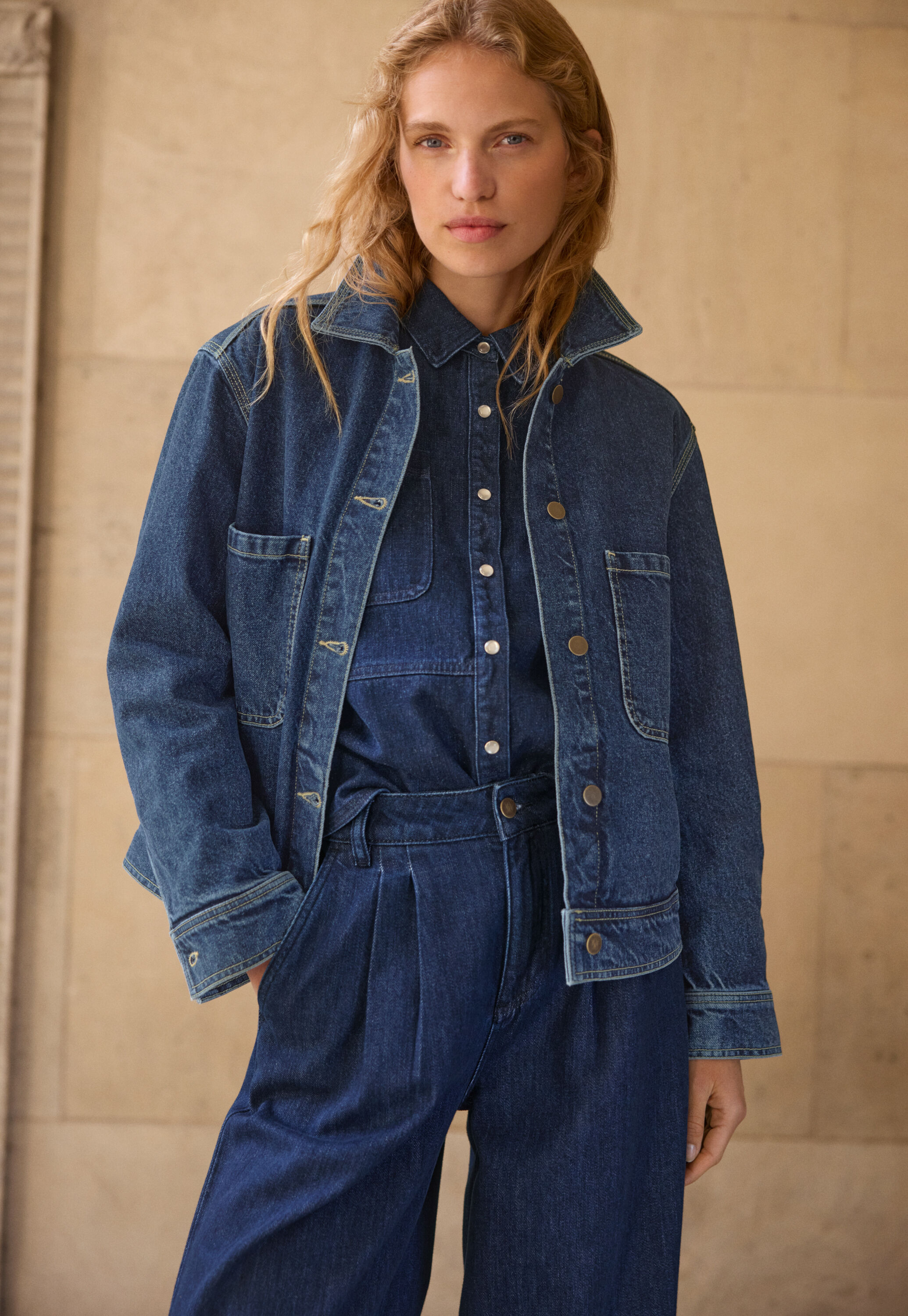 Boxy denim jacket, Dark mid vintage, large