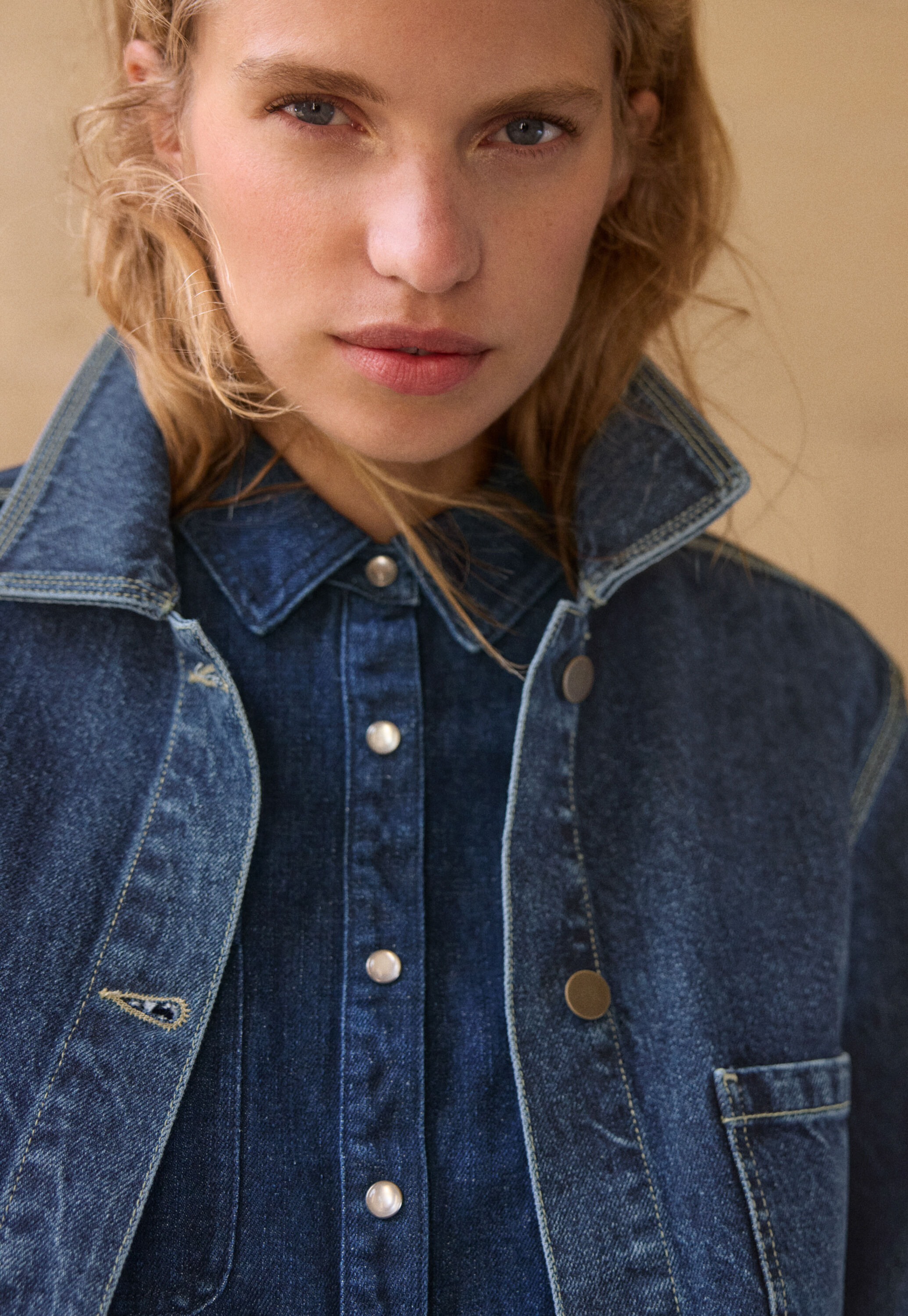 Boxy denim jacket, Dark mid vintage, large