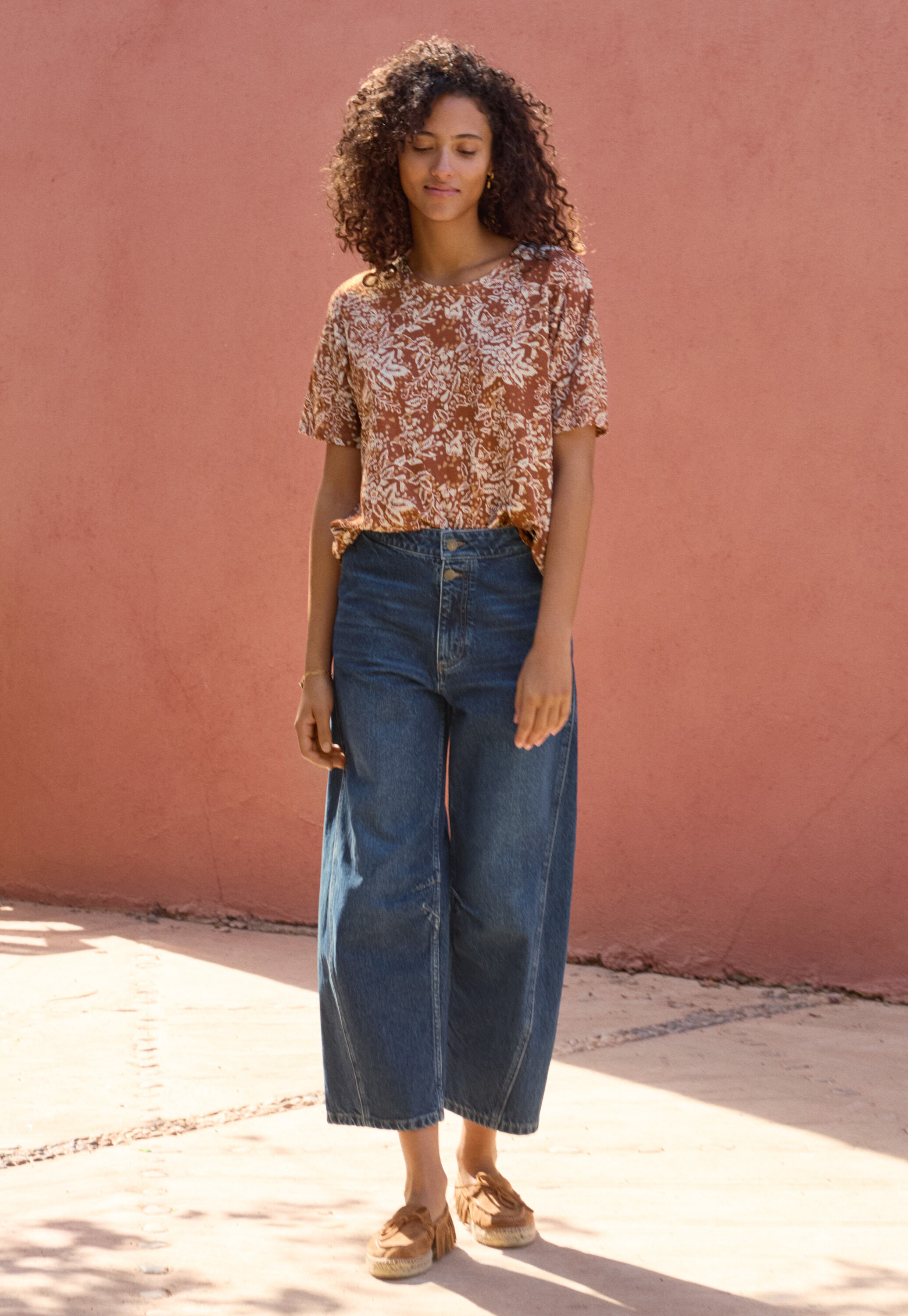 Printed T-shirt, Rust, large