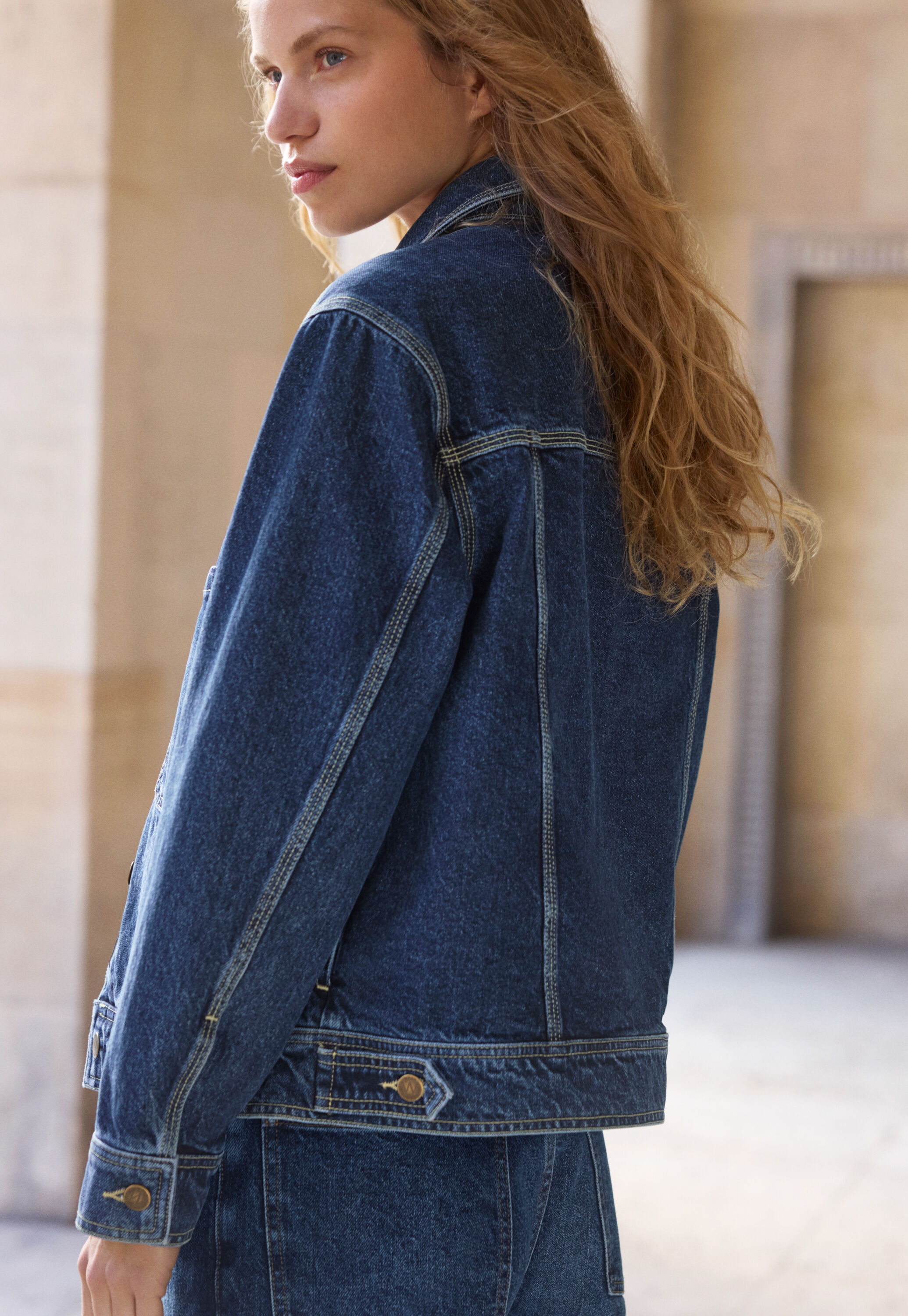 Boxy denim jacket, Dark mid vintage, large