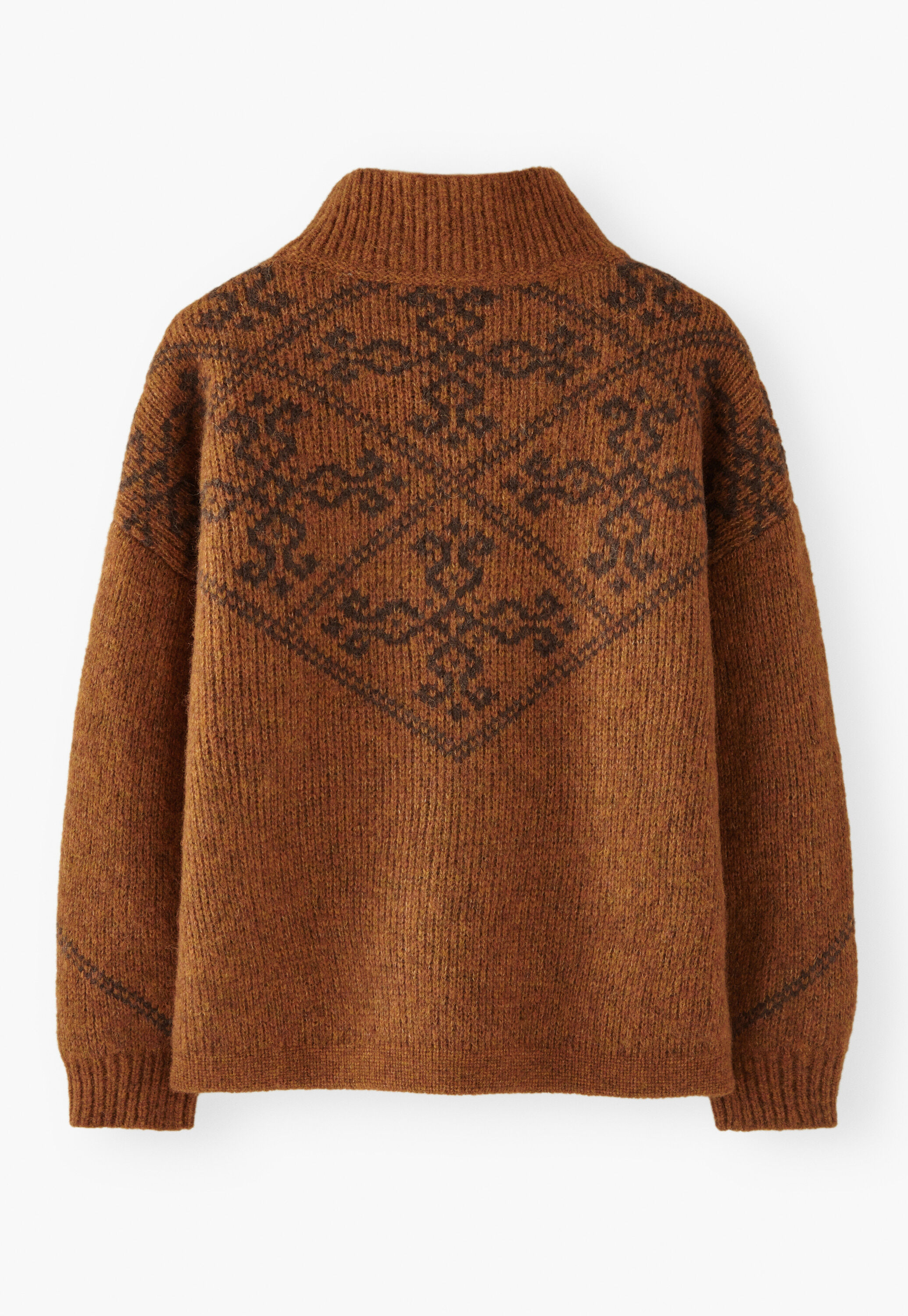 Jacquard sweater, Copper coffee, large