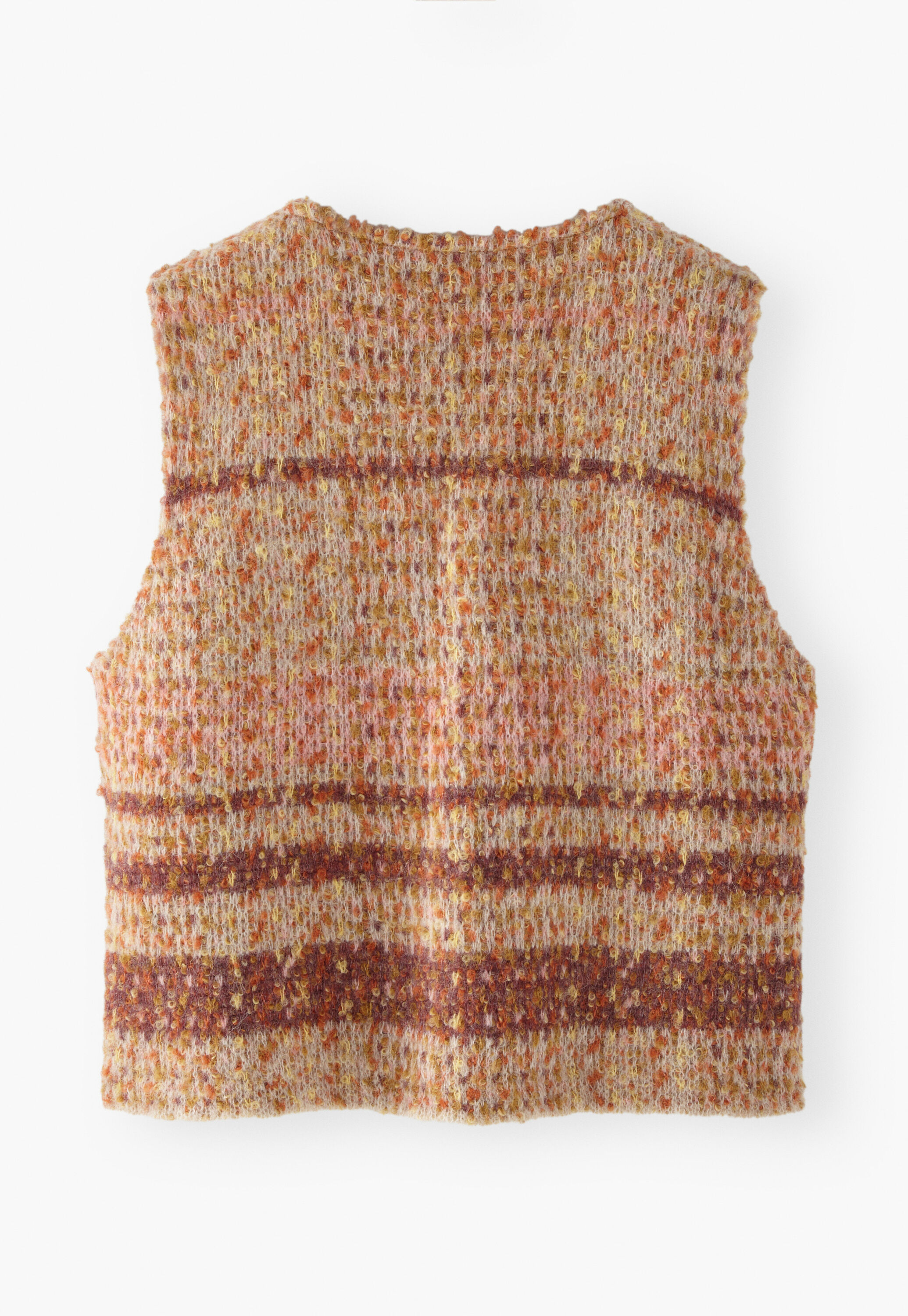 Check knitted gilet, Warm sunset, large