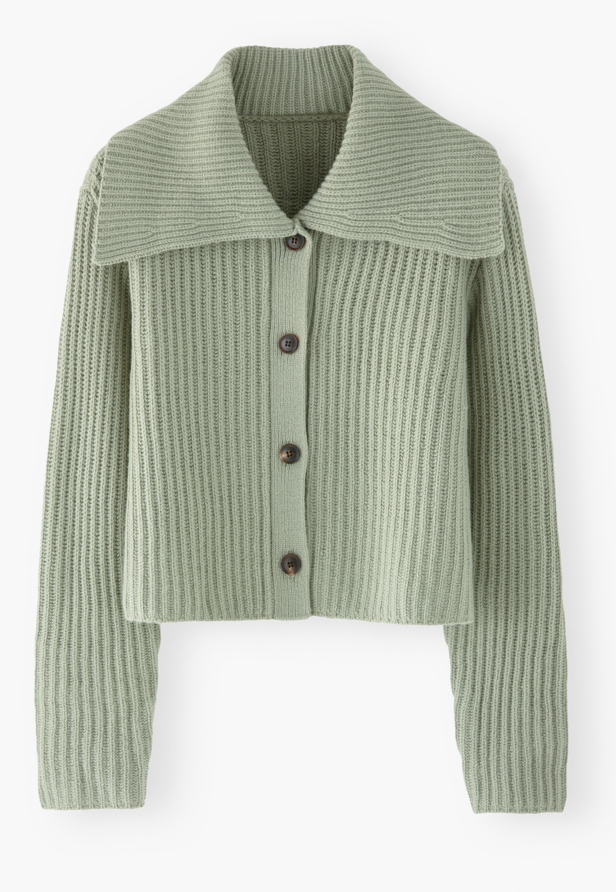 Rib-stitch collared cardigan