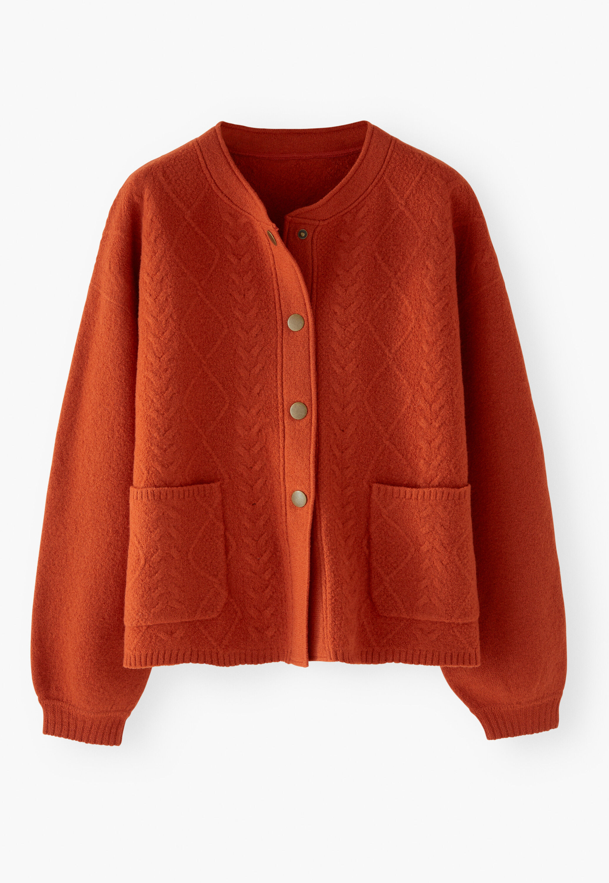 Cable-stitch bomber jacket, Red copper, large