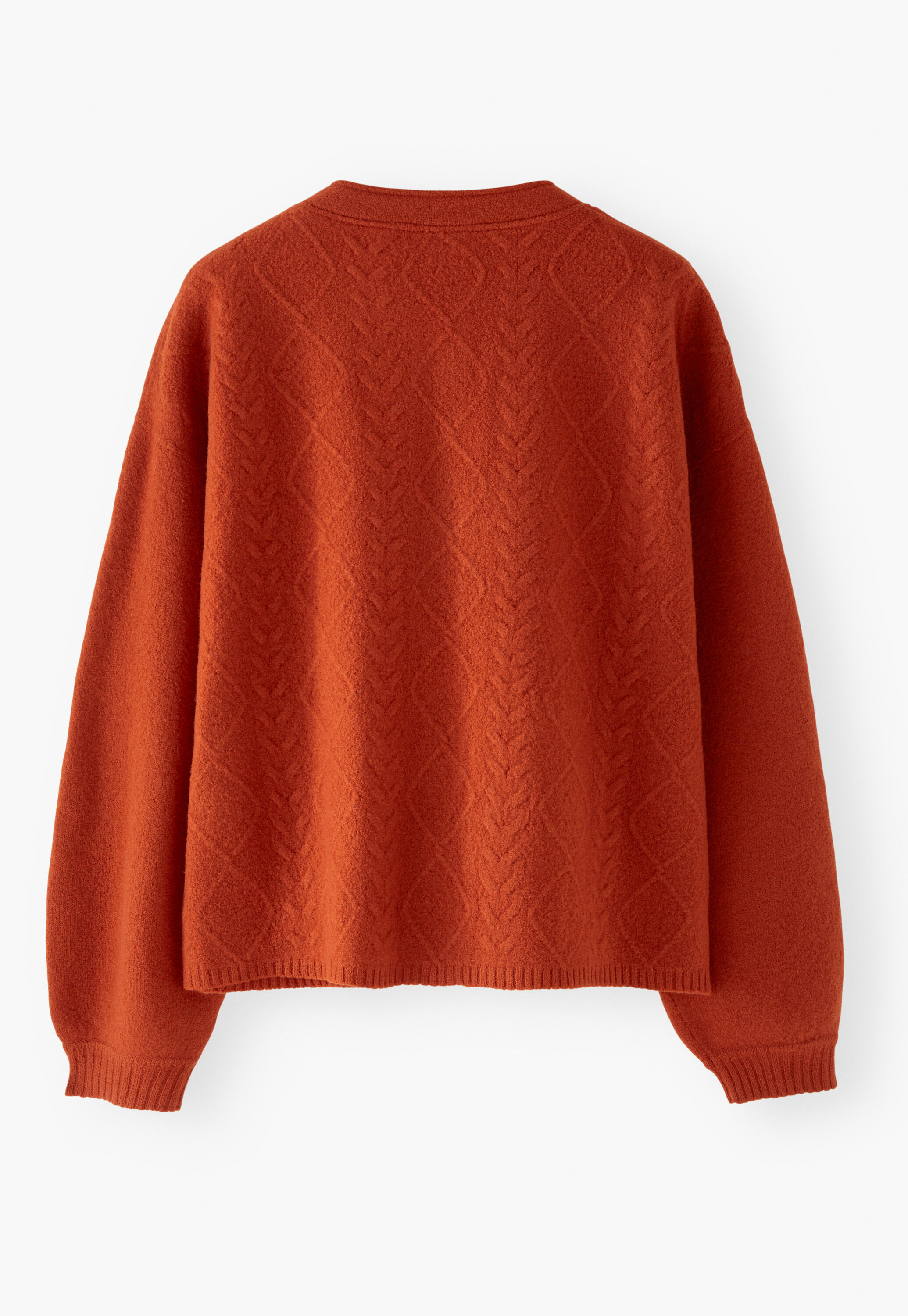 Cable-stitch bomber jacket, Red copper, large