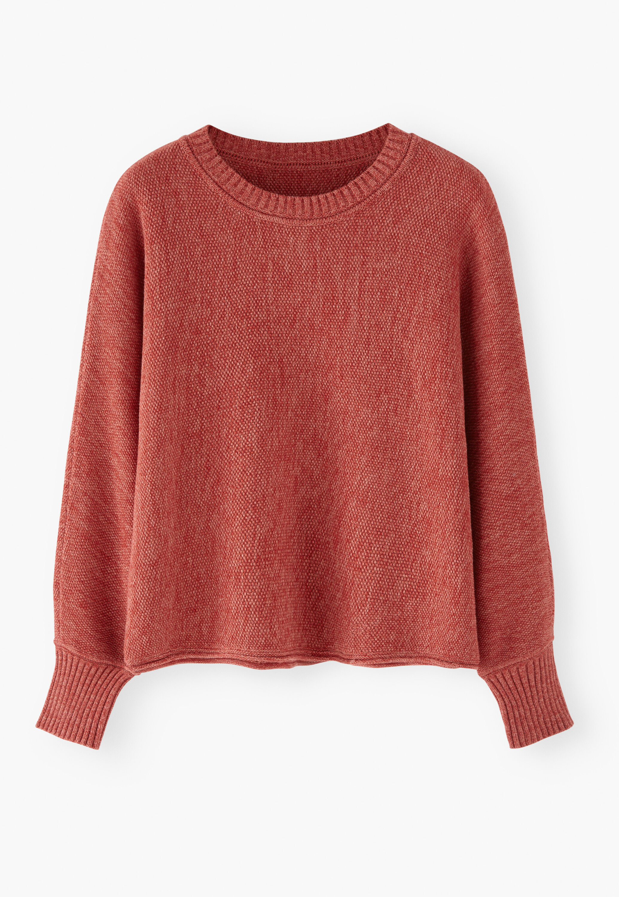 Moss-stitch sweater, Soft red, large