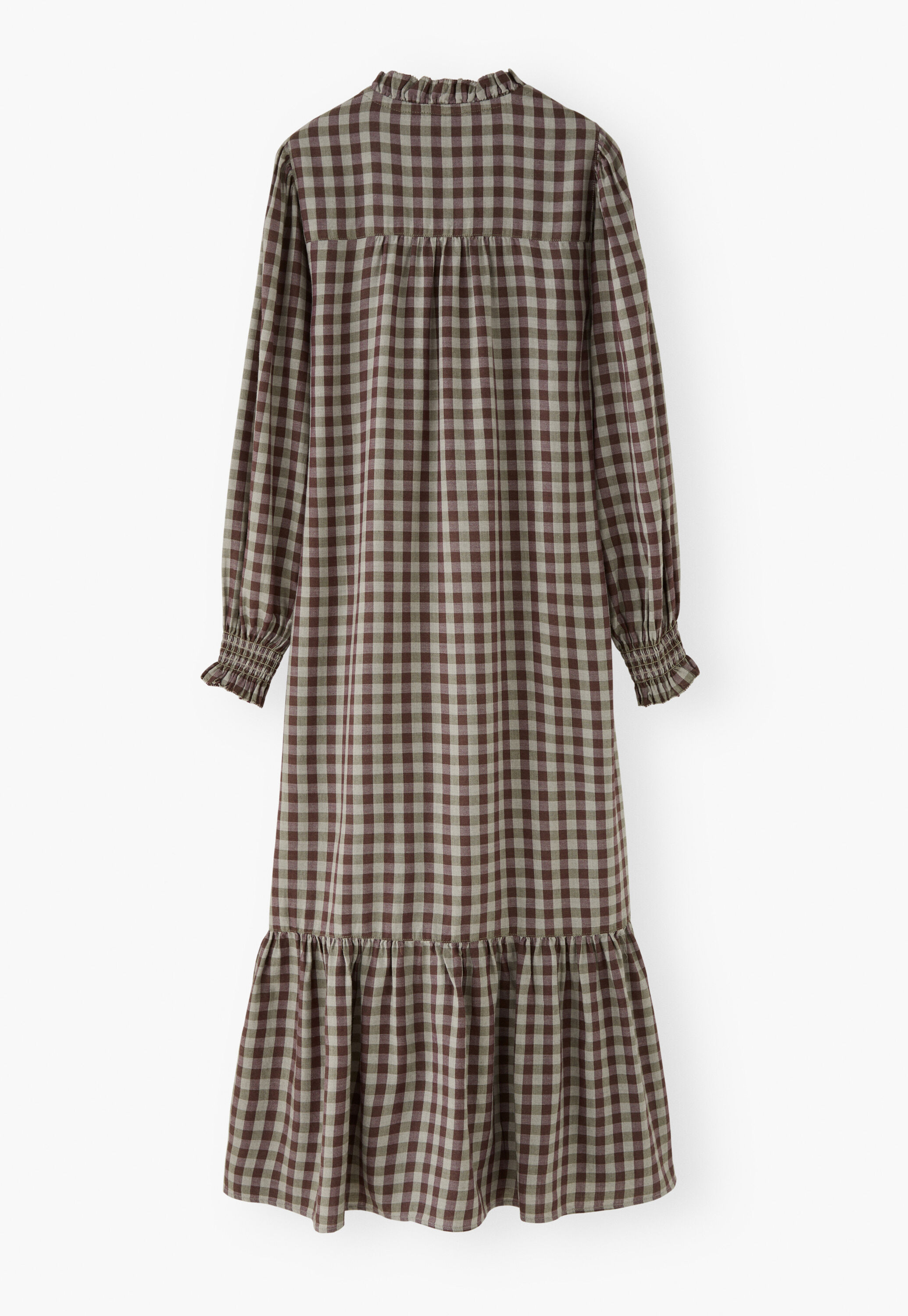 Smocked check dress, Sage plum, large