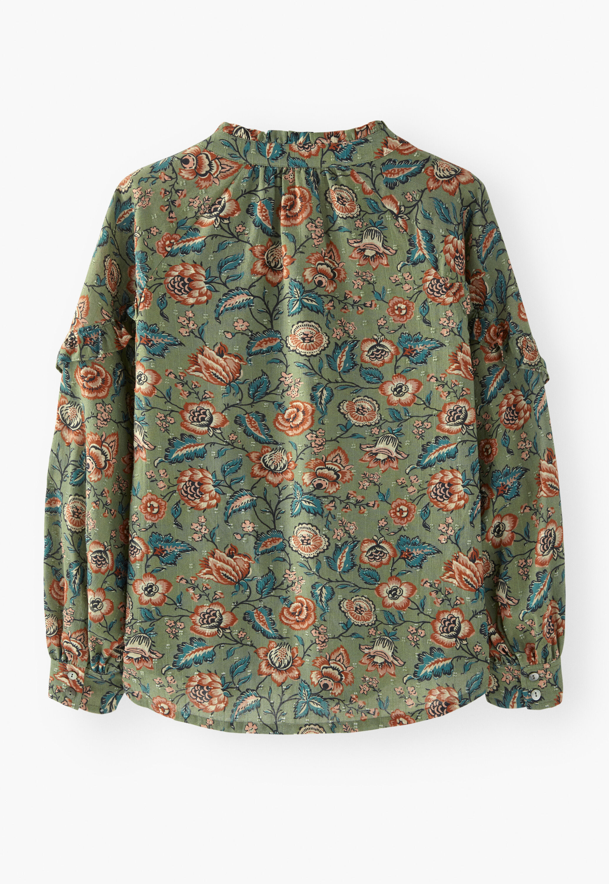 Printed Swiss-dot blouse, Olive scarlet, large
