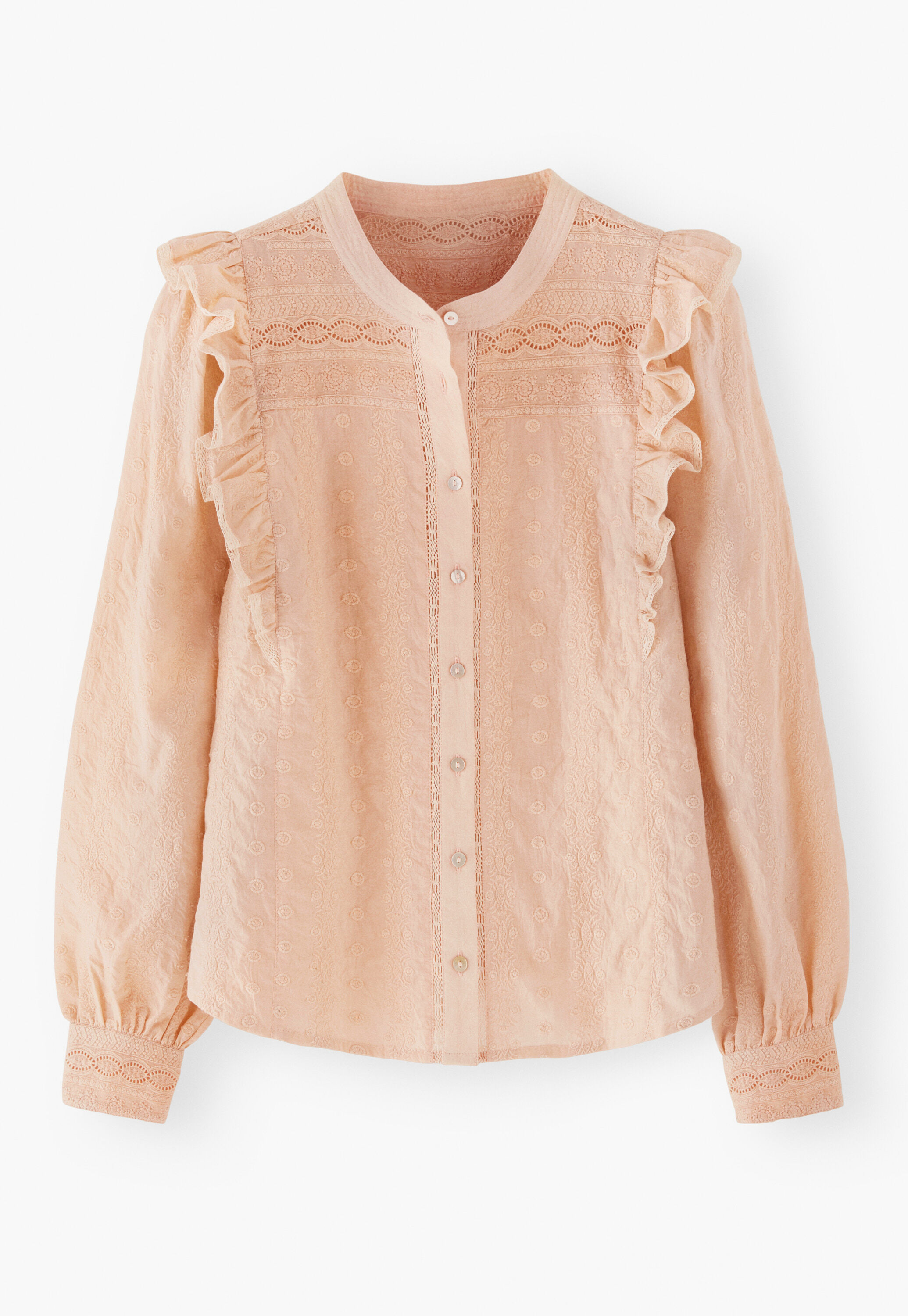 Broderie blouse, Pink blossom, large