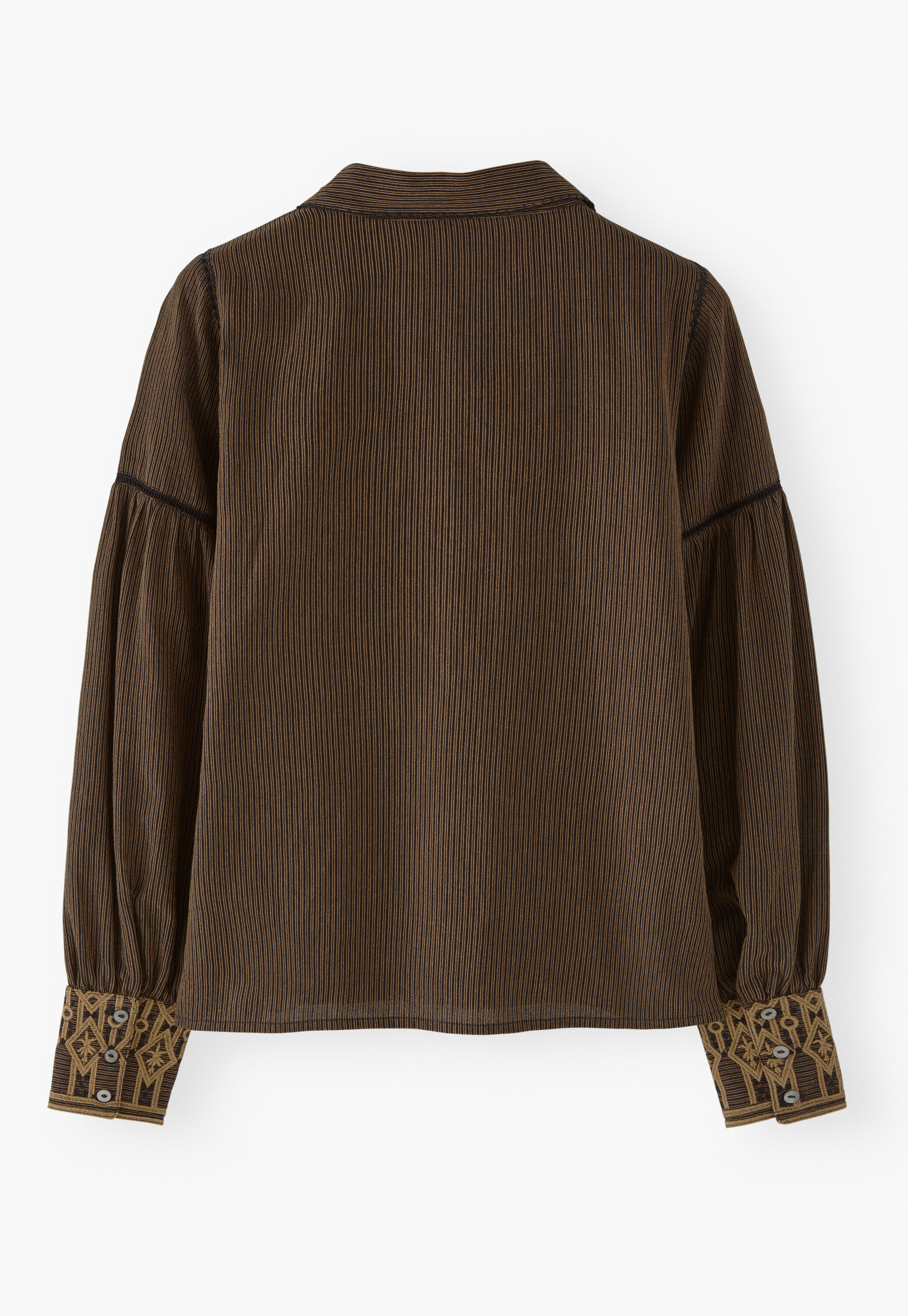 Embroidered self-stripe blouse, Espresso fawn, large