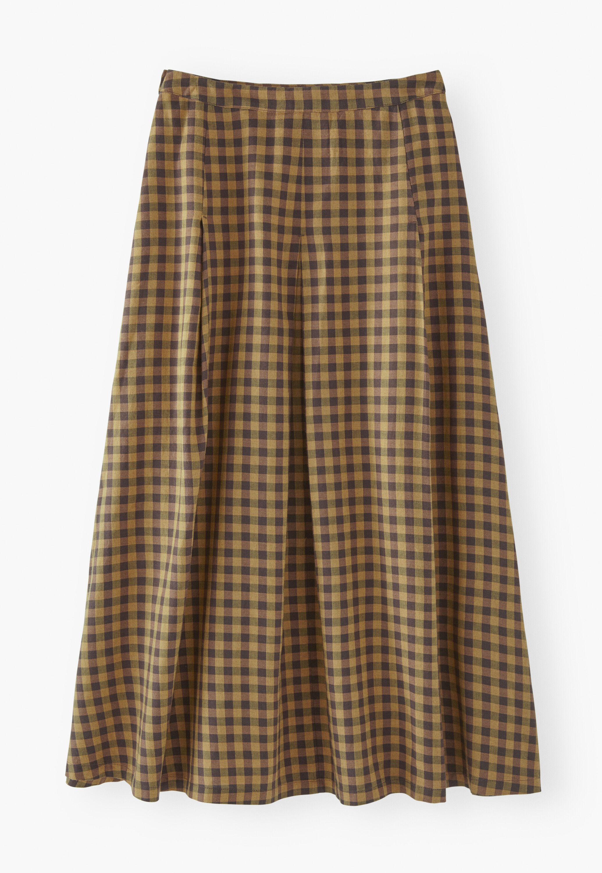 Gingham check skirt, Sepia coffee, large