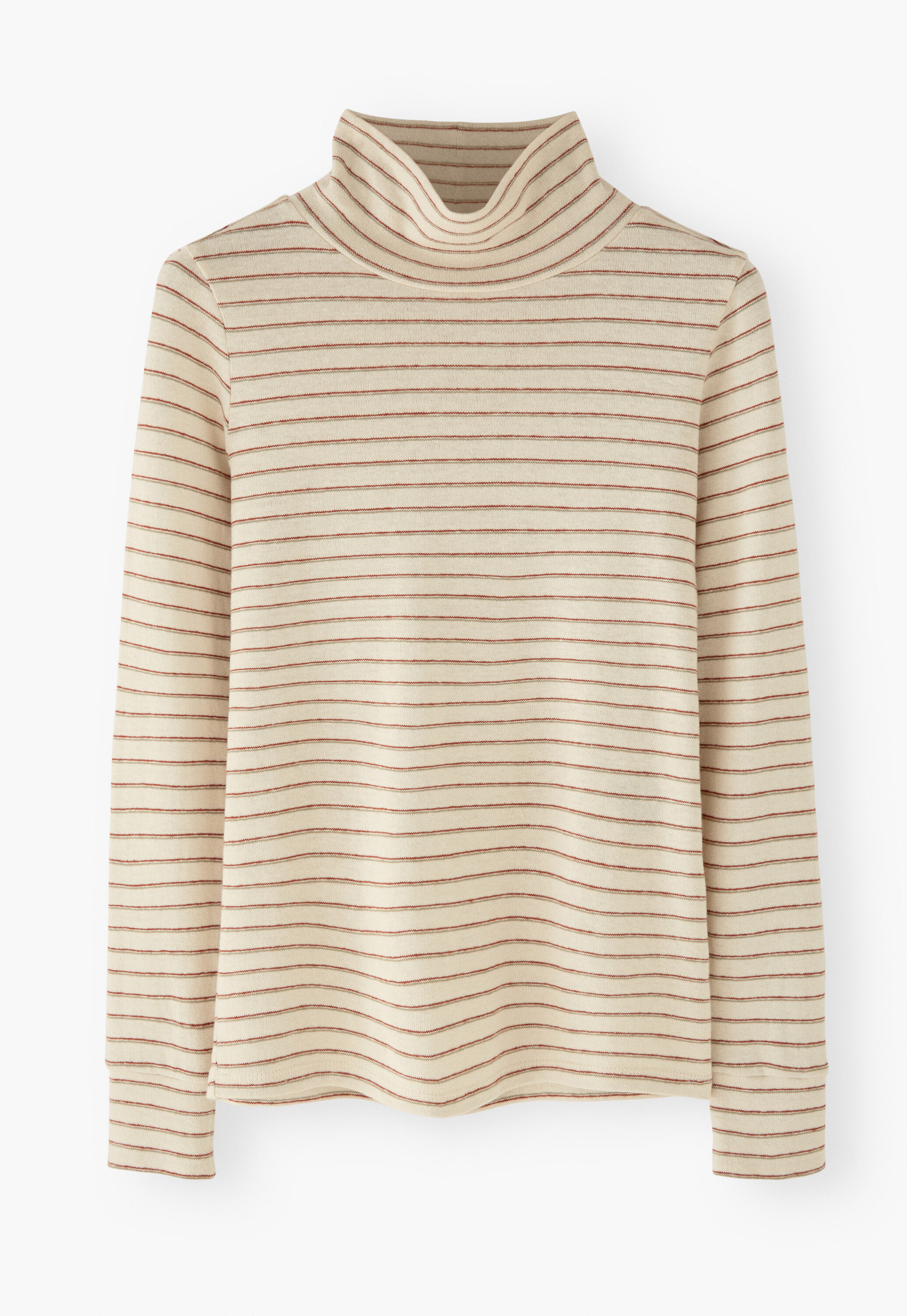 Striped roll neck, Ivory sage, large