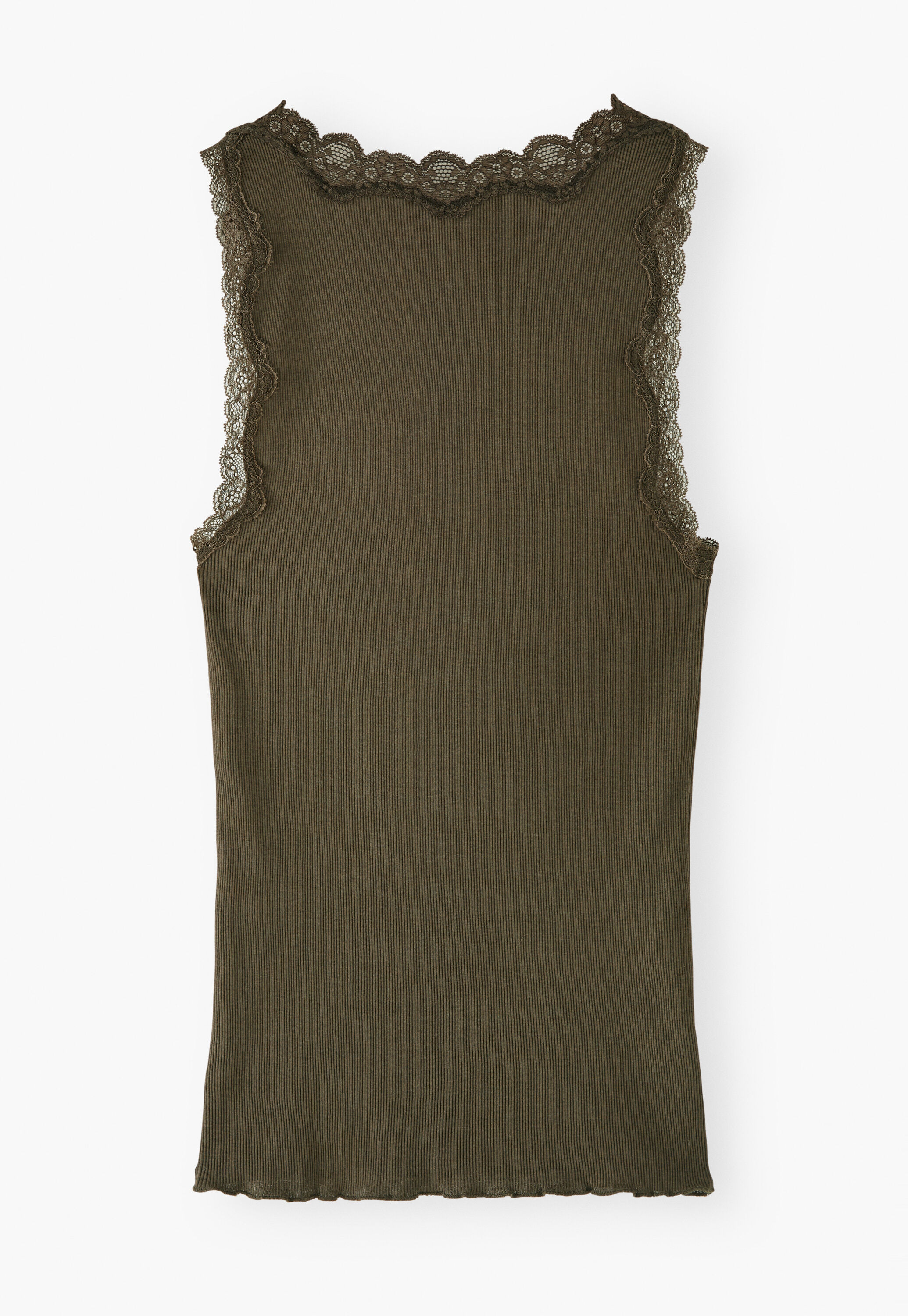 Lace v-neck jersey vest, Dark forest, large