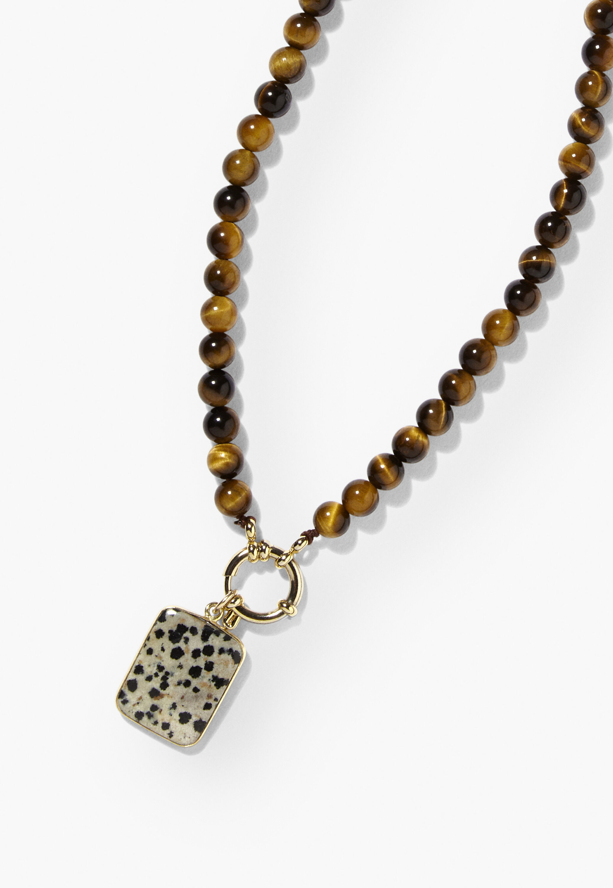 Beaded necklace, Gold natural, large