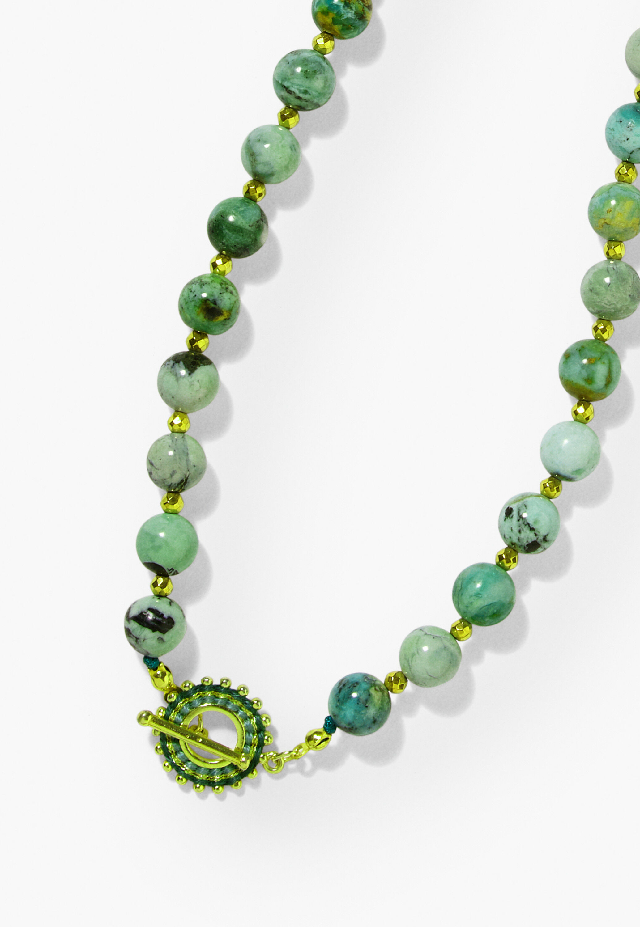 Beaded necklace, Aqua, large