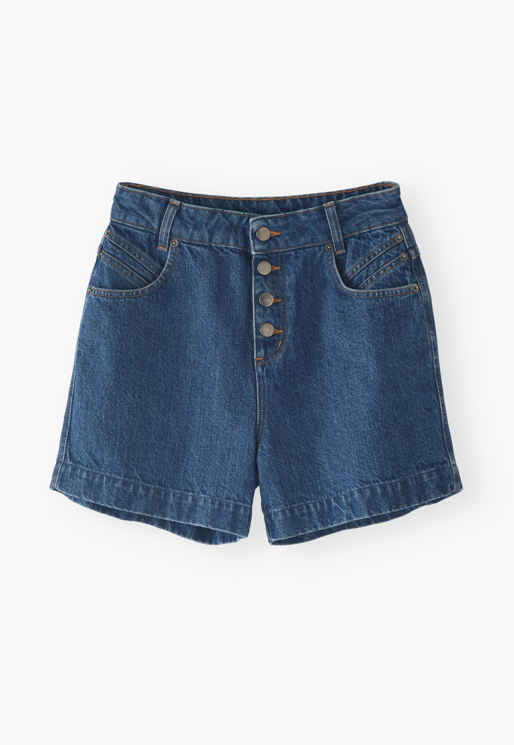 High-waisted denim shorts