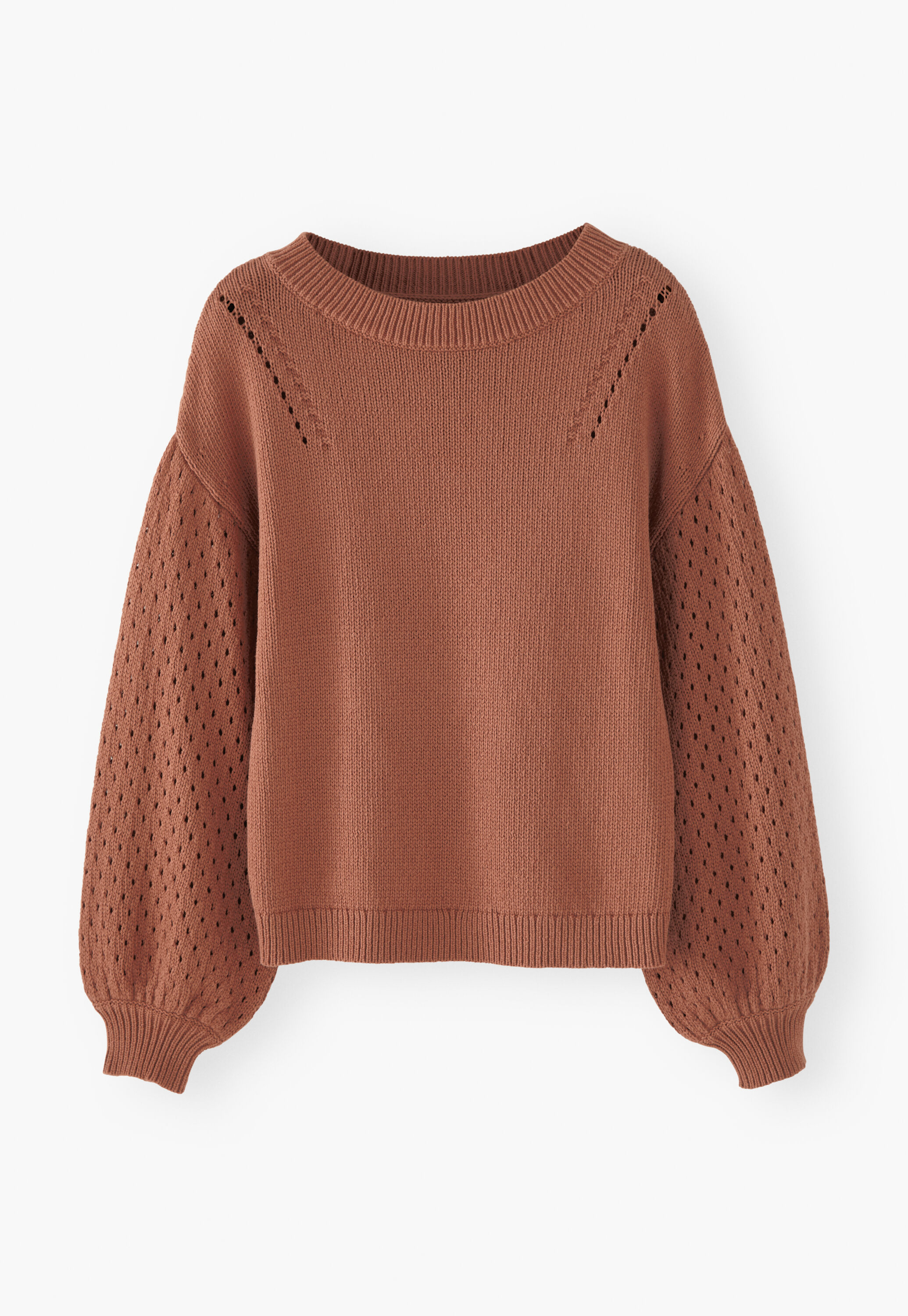 Pointelle sleeve sweater