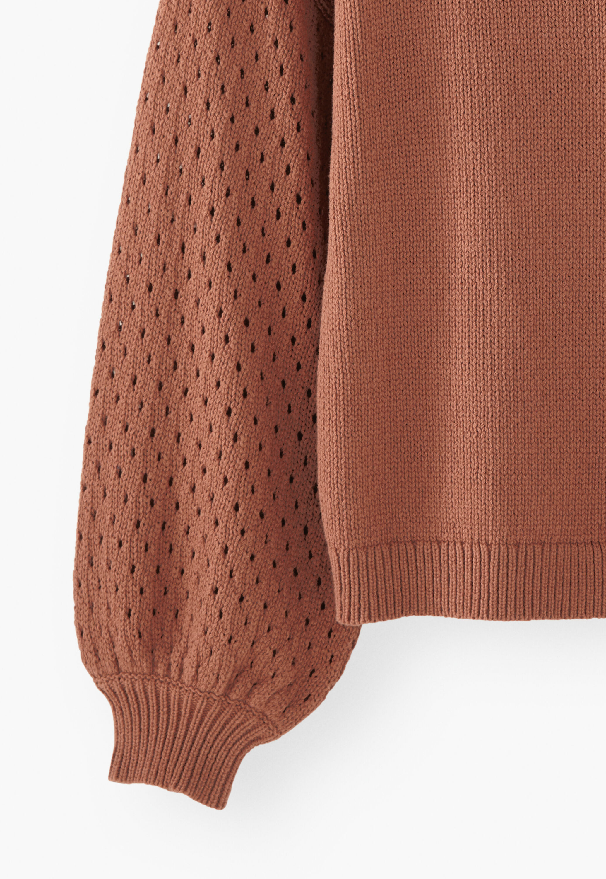 Pointelle sleeve sweater