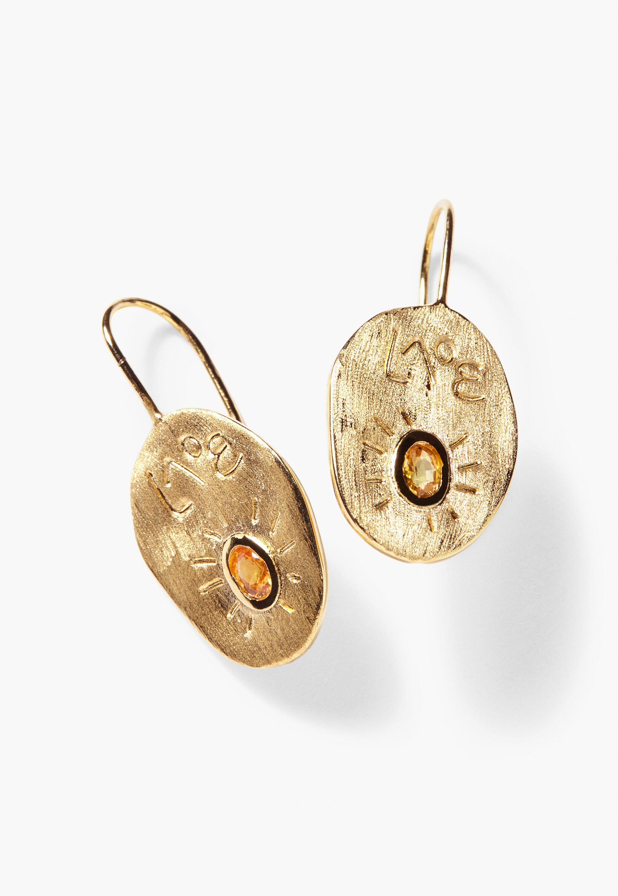 Orange sapphire earring