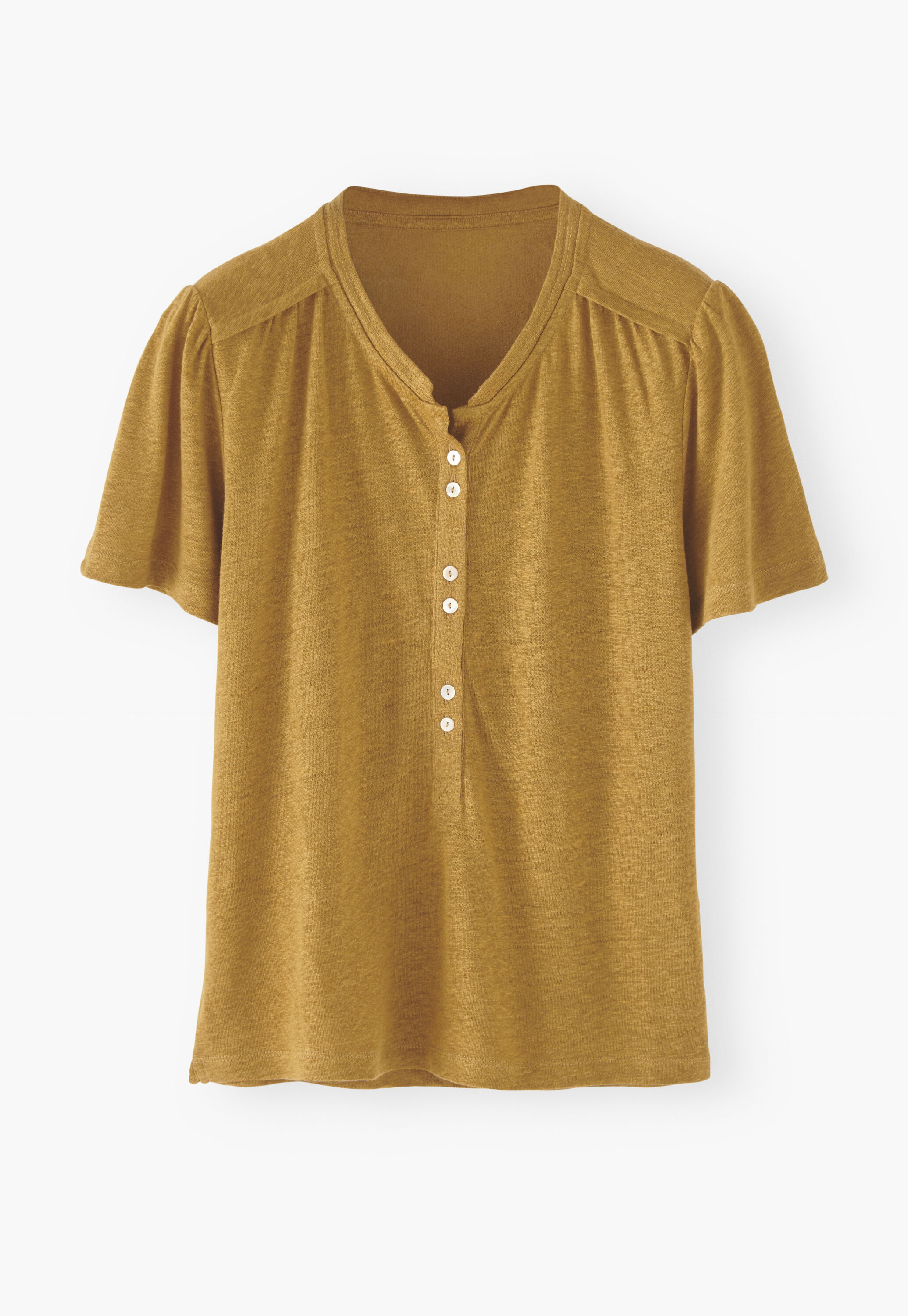 Collared jersey top, Mustard marl, large