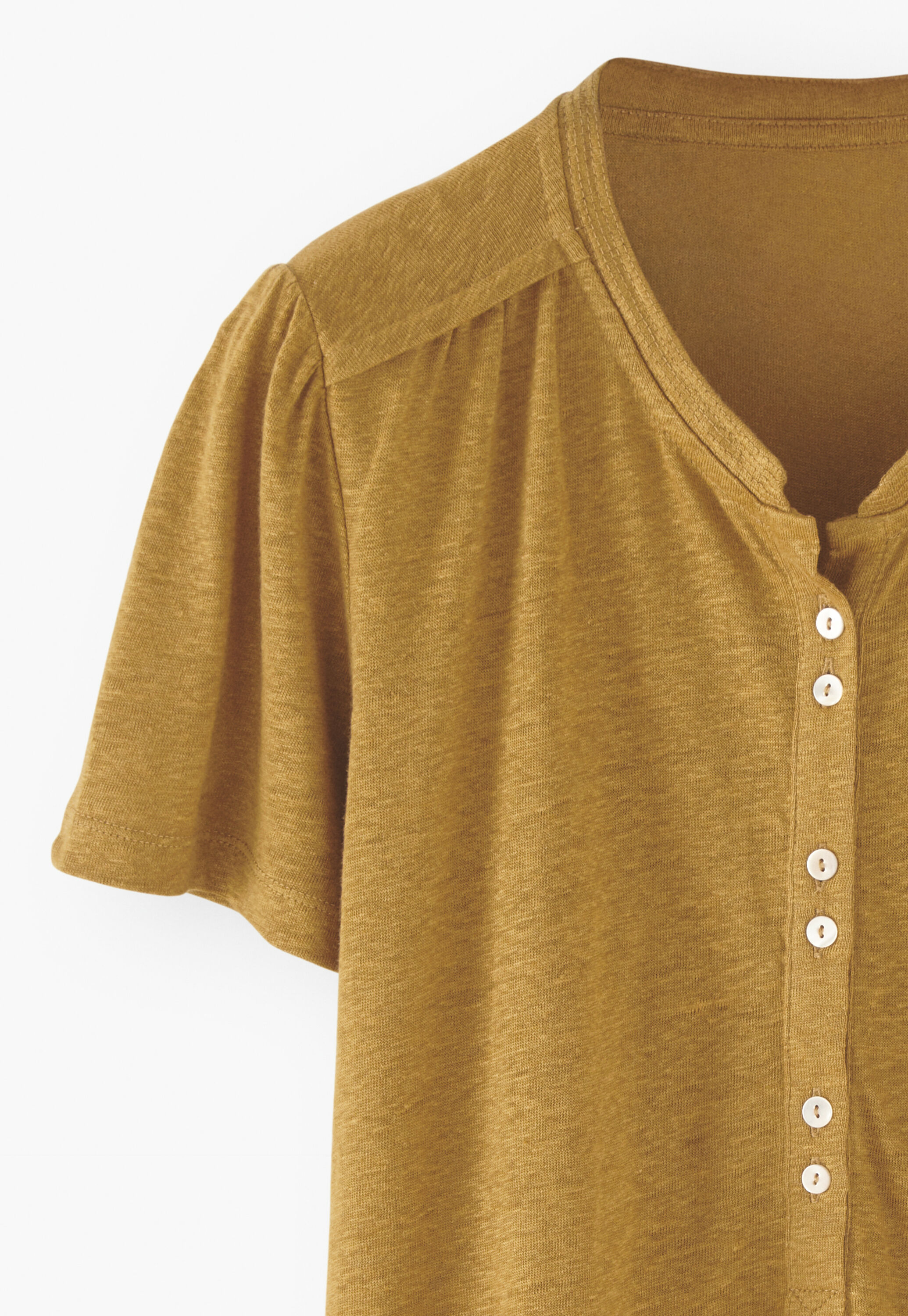 Collared jersey top, Mustard marl, large