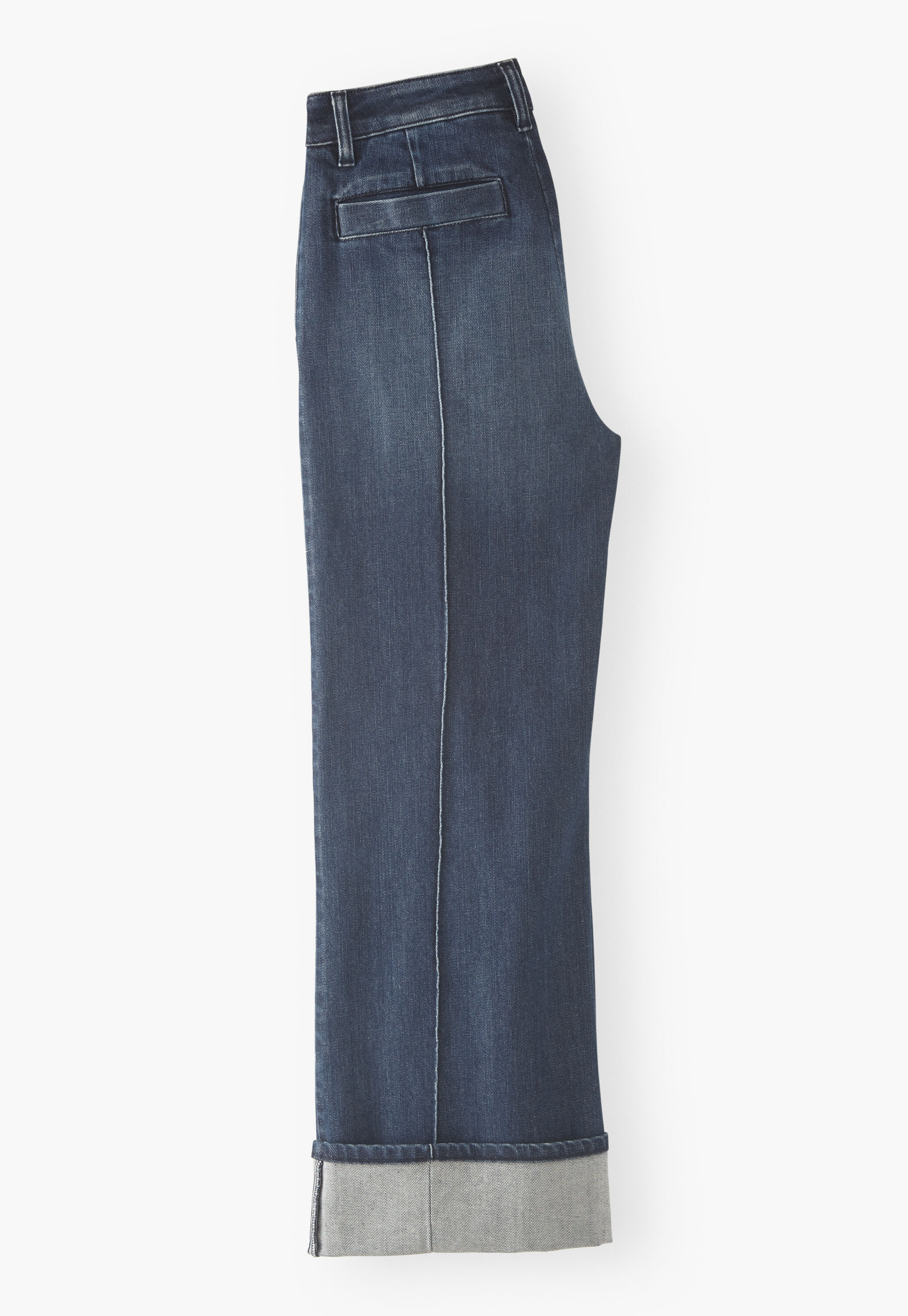 Straight turned-up-hem jeans