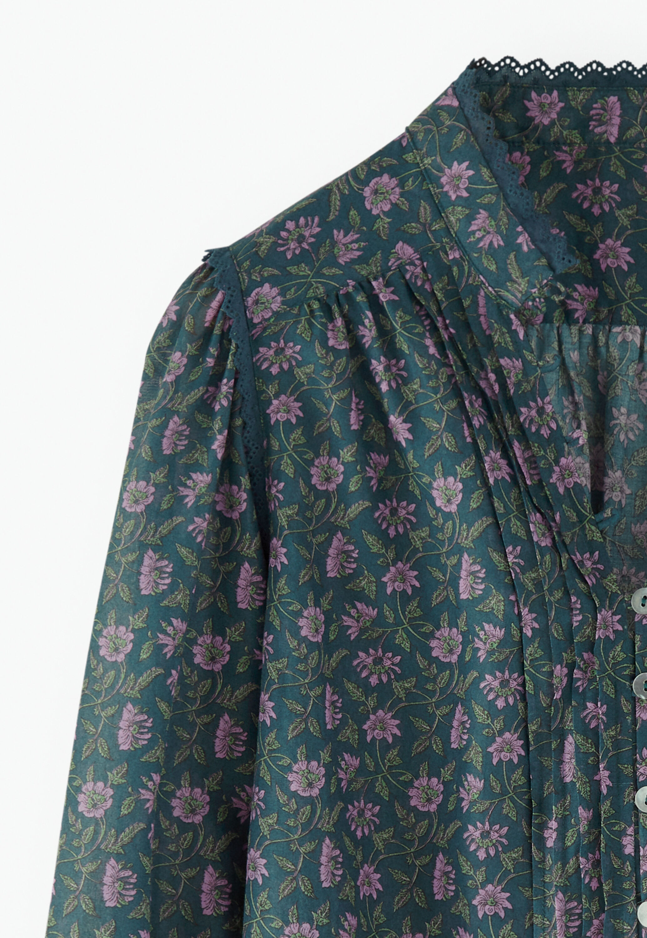 Printed pleat-detail blouse