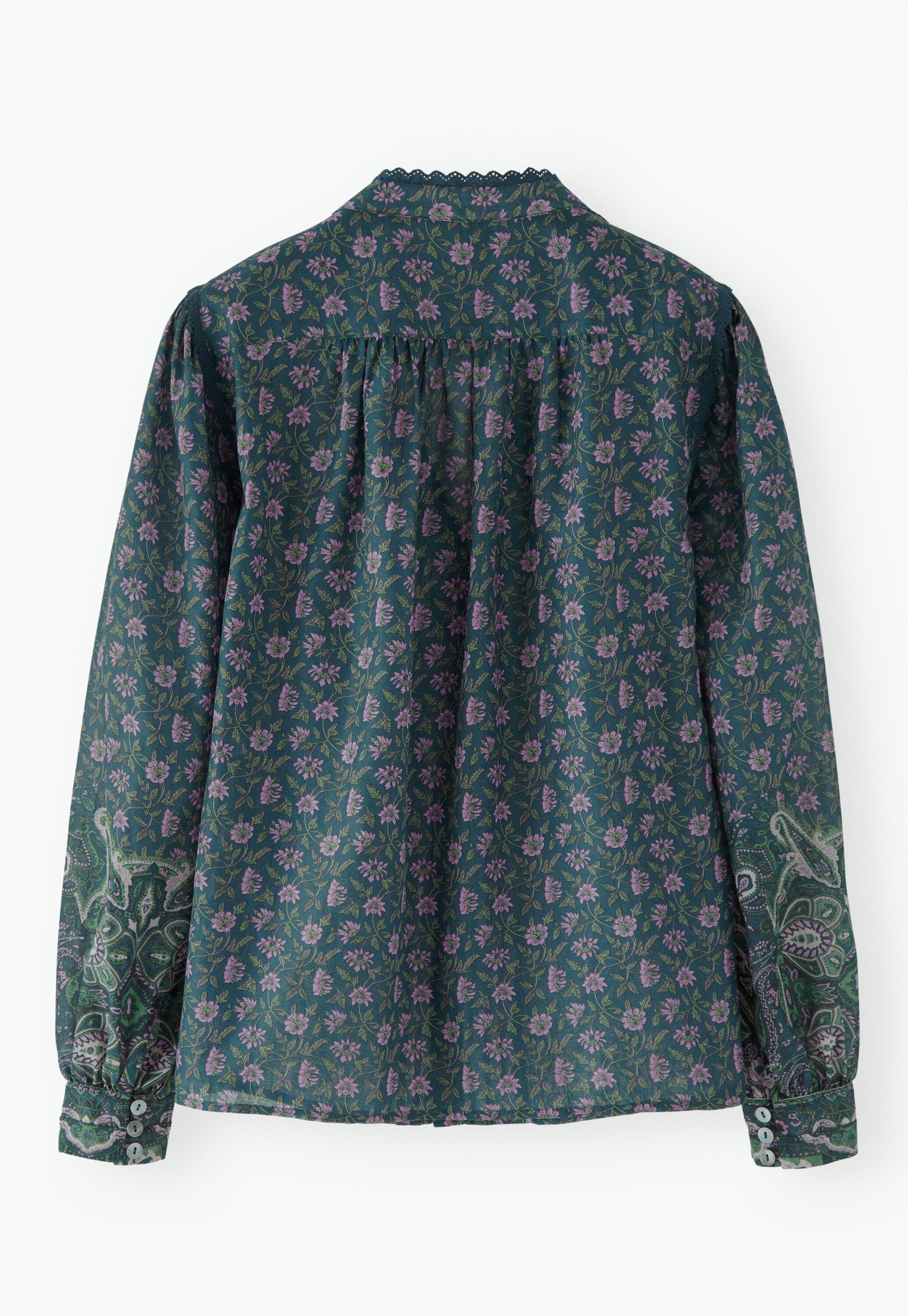 Printed pleat-detail blouse