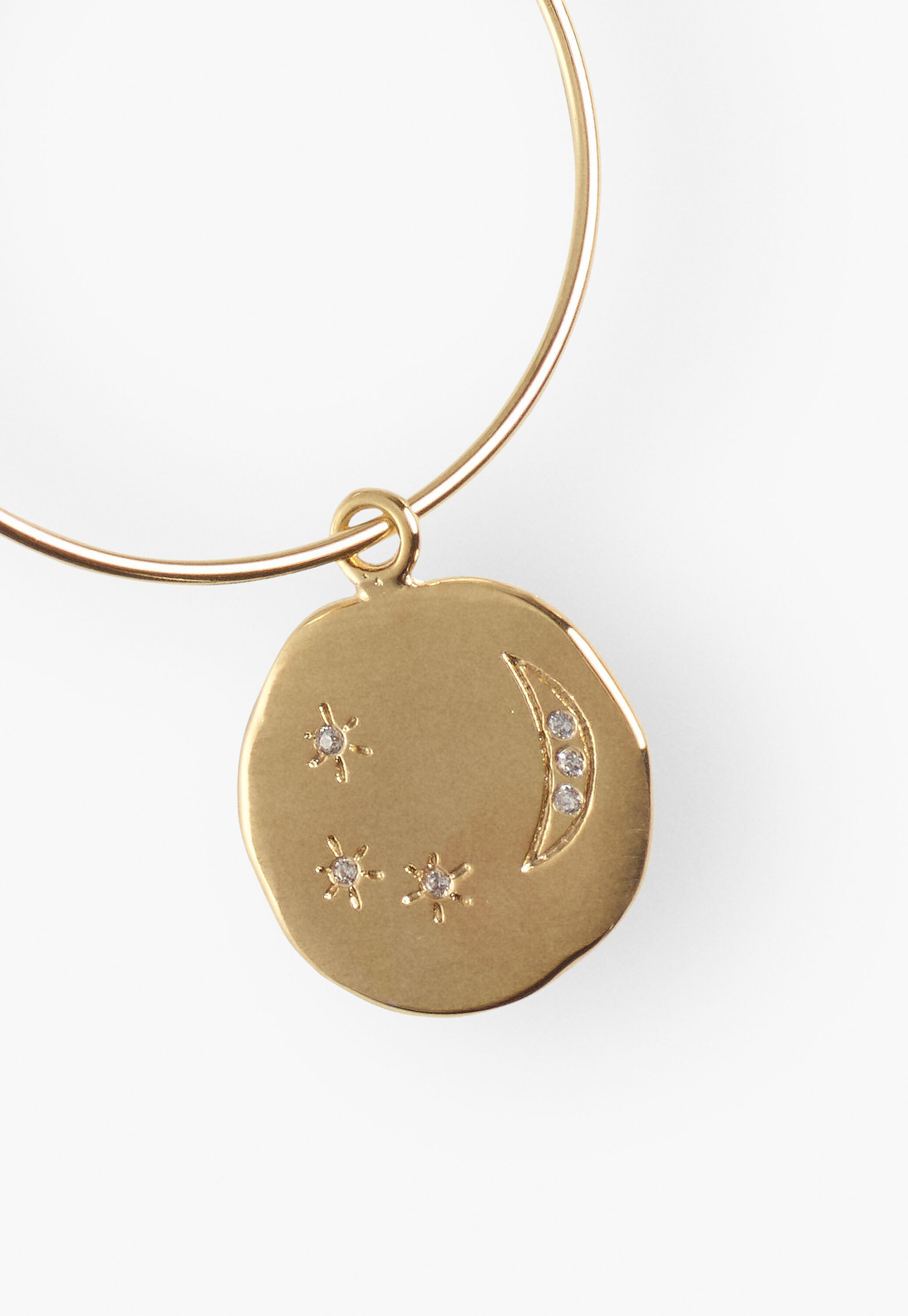 Moons-and-stars pendant hoop earrings
