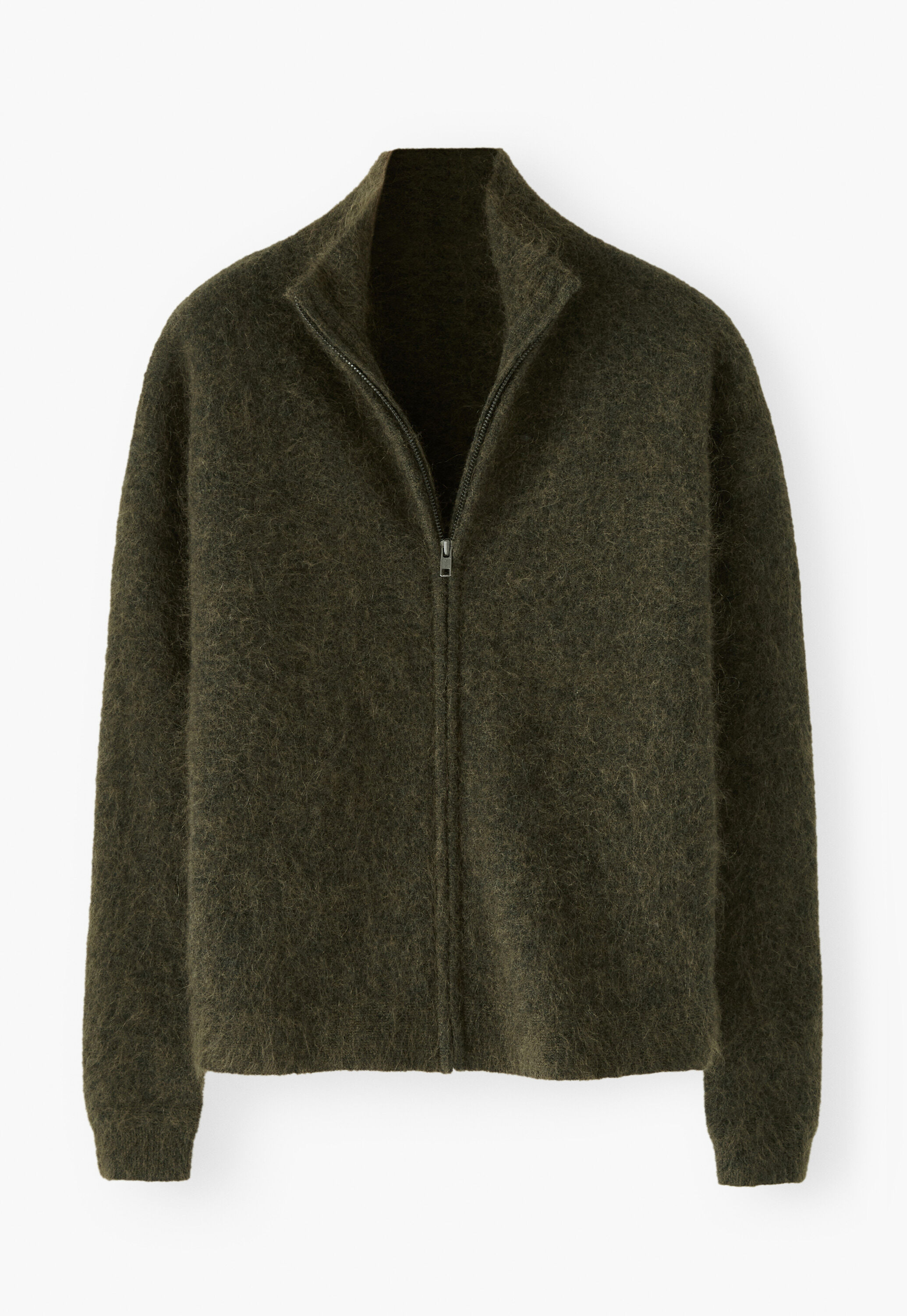 Zip-up sweater, Dark olive, large