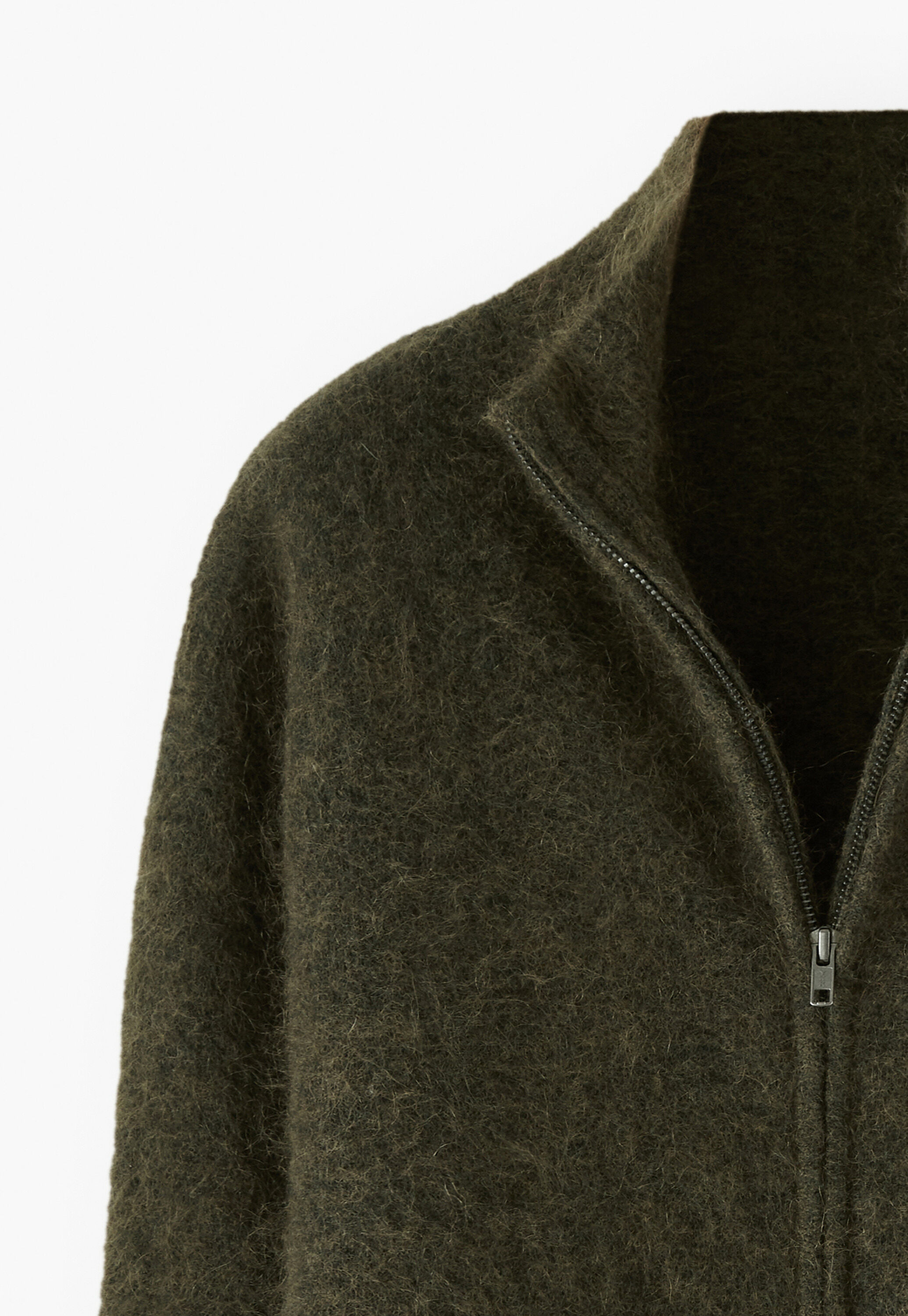 Zip-up sweater, Dark olive, large