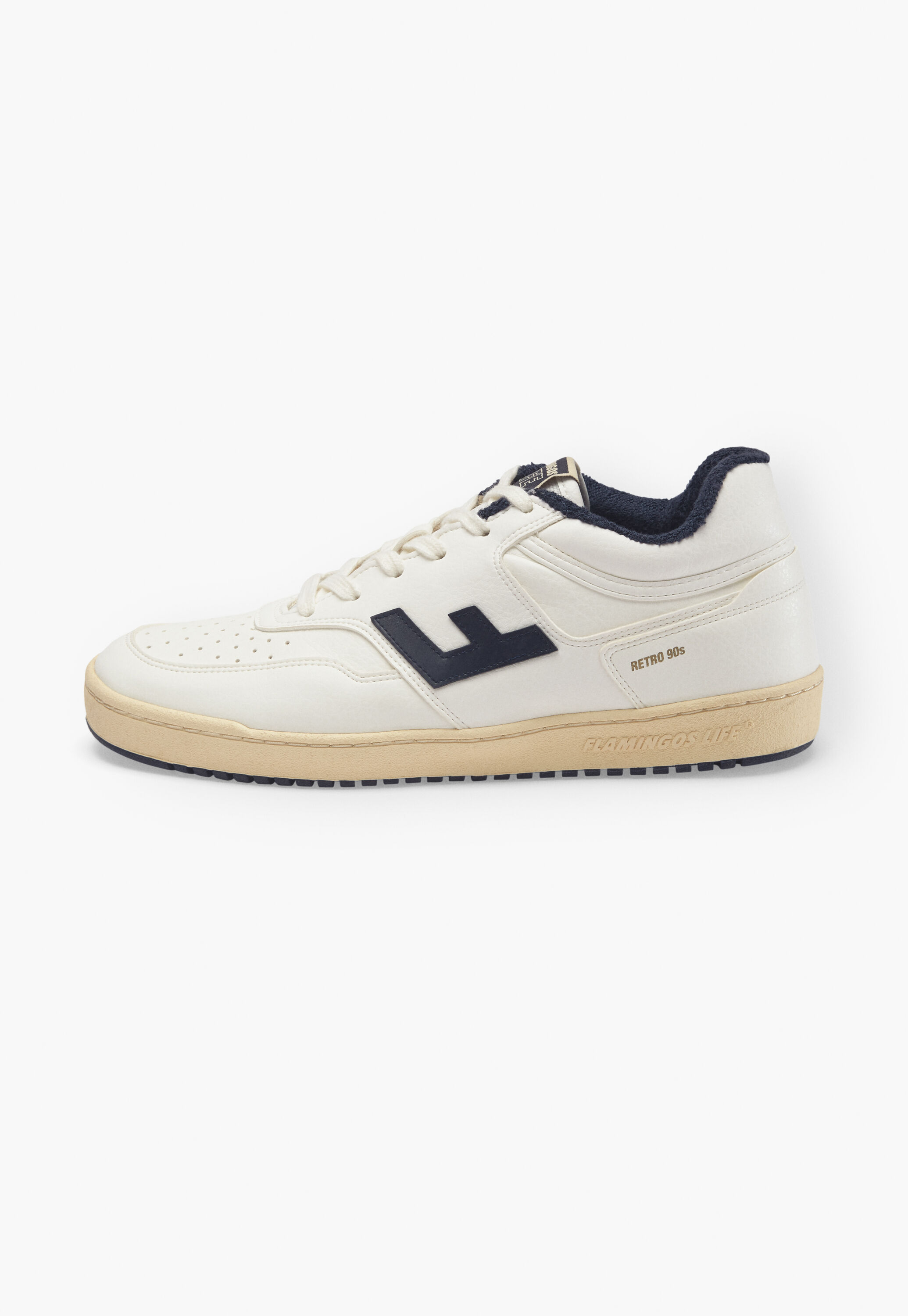 Lace-up trainers, White vanilla navy, large