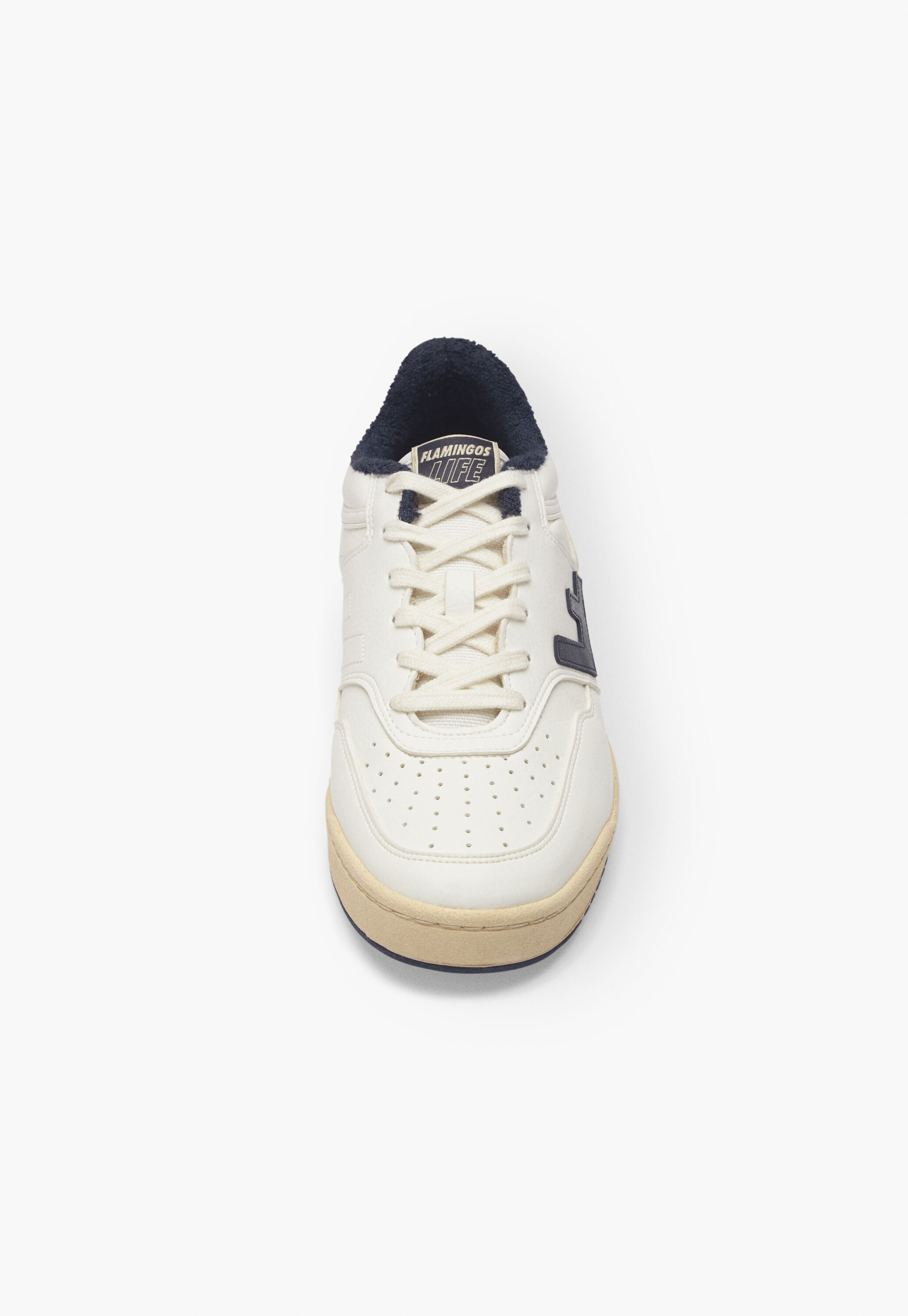 Lace-up trainers, White vanilla navy, large